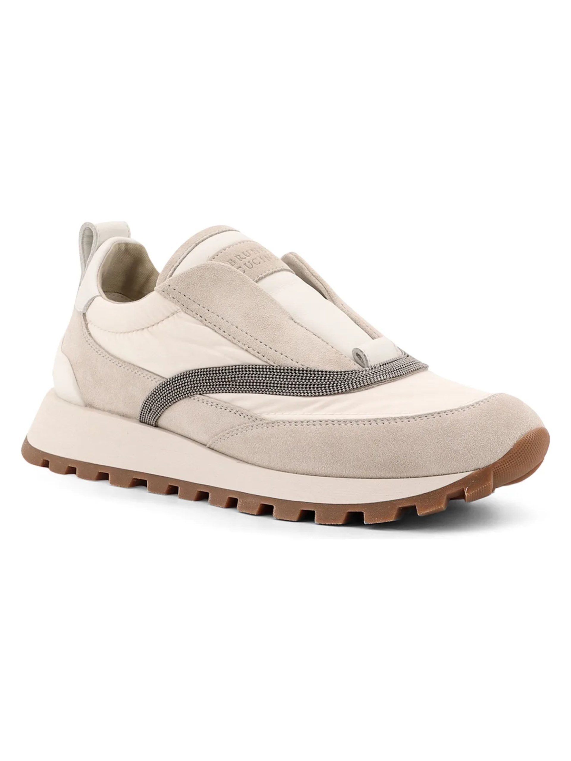 Beige Brunello Cucinelli sneakers with Monili