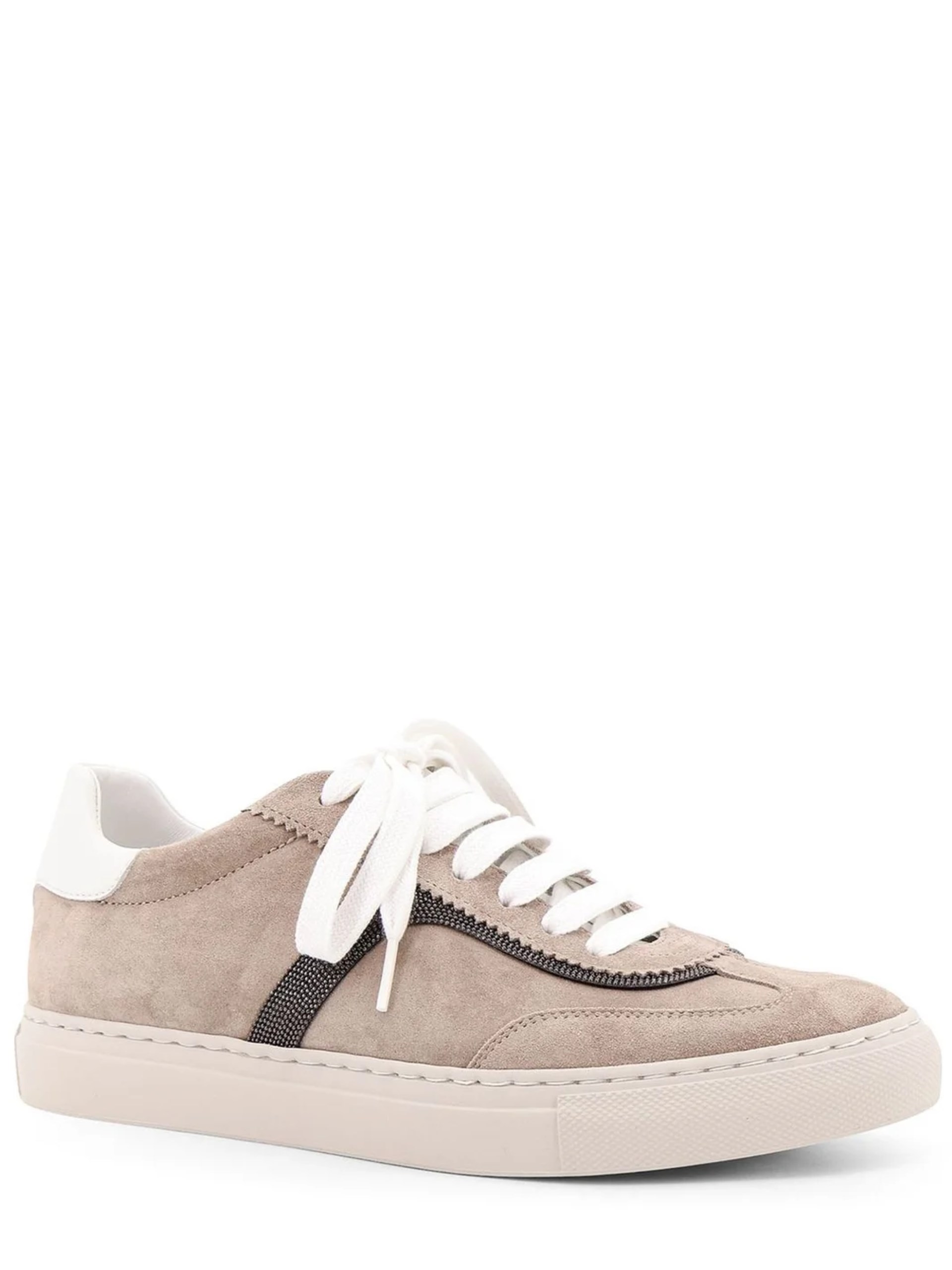 Brunello Cucinelli beige sneakers with Monili trim