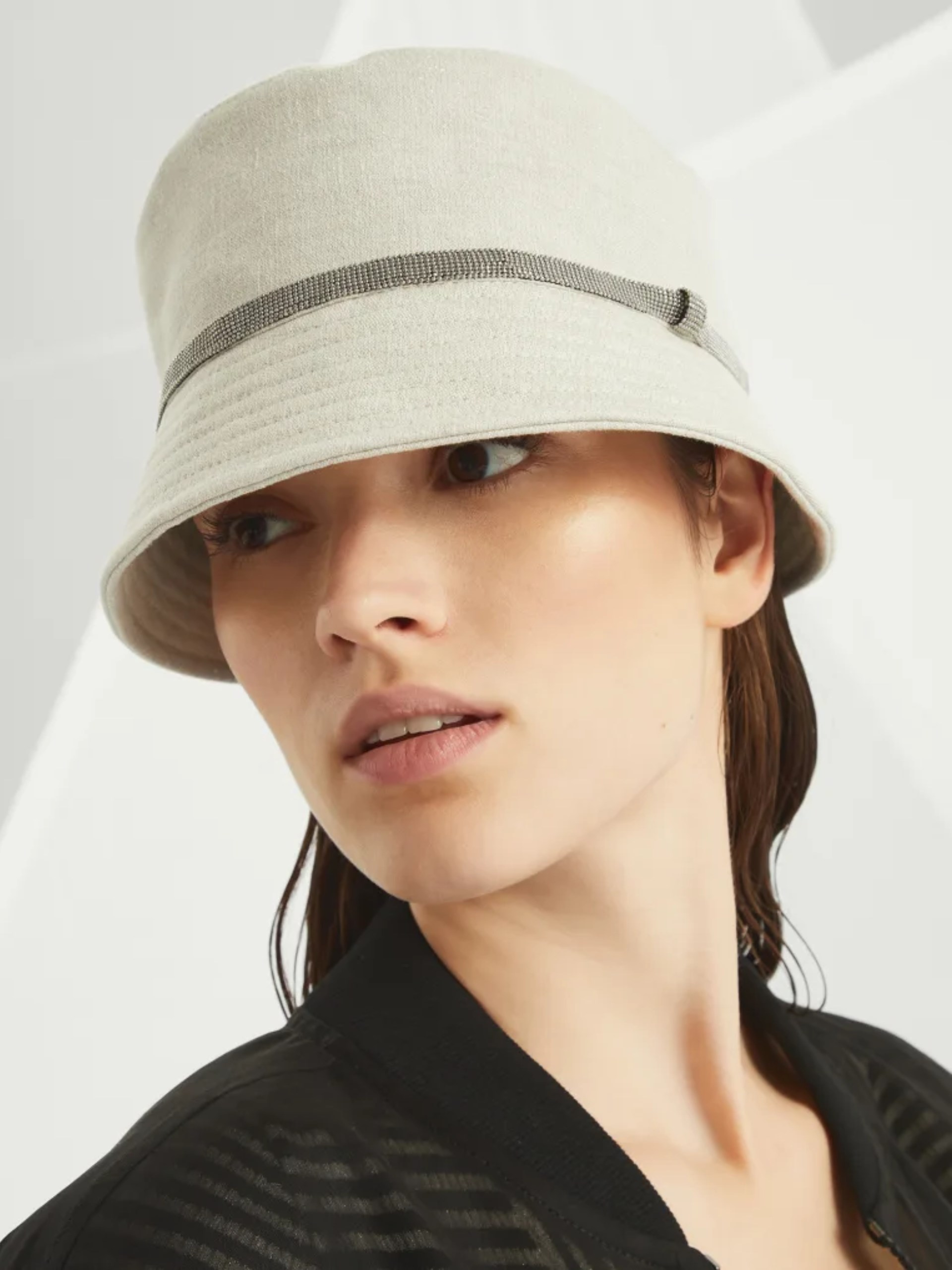 Brunello Cucinelli Bucket linen panama hat with Monili