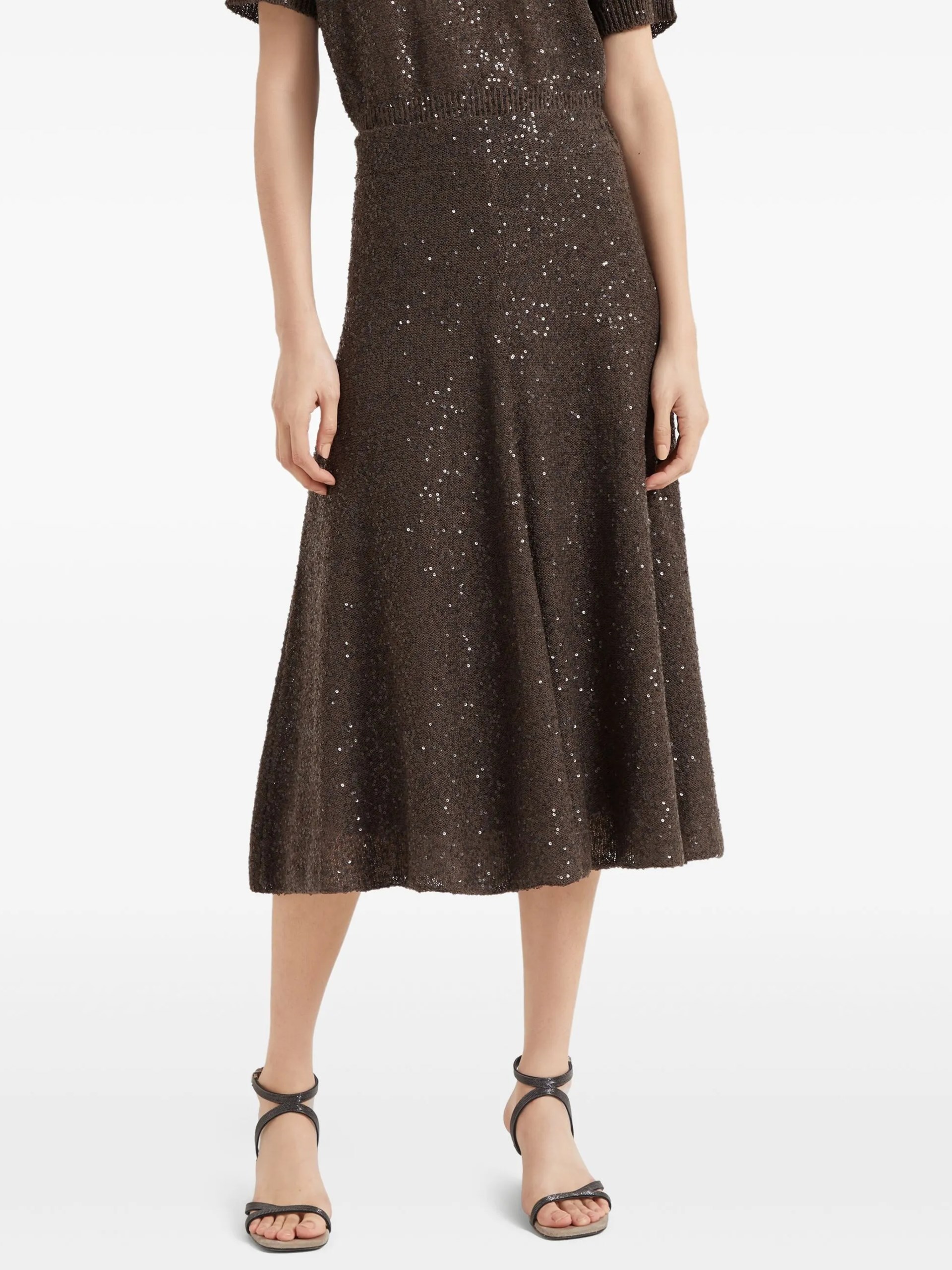 Brunello Cucinelli dark brown sequin skirt