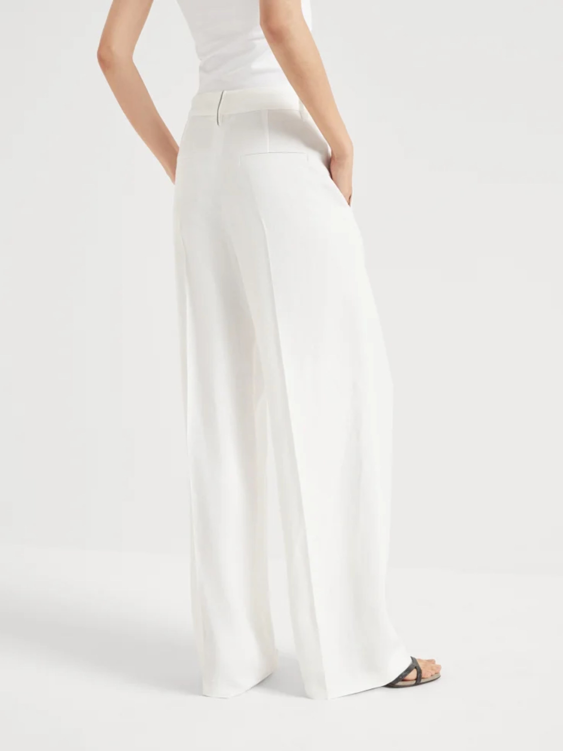 Brunello Cucinelli white loose-fit pants with Monili