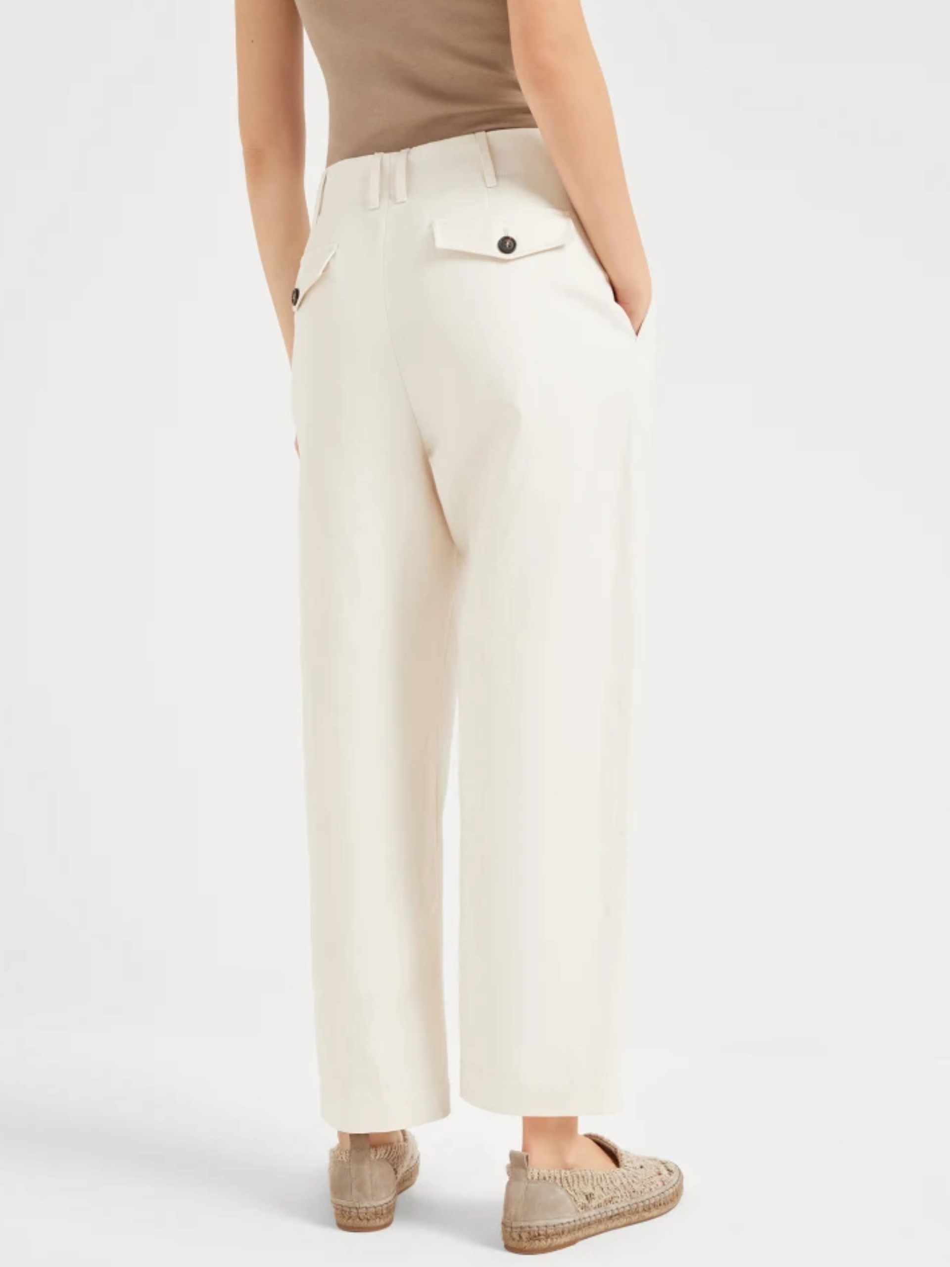 Brunello Cucinelli milk linen straight-leg pants