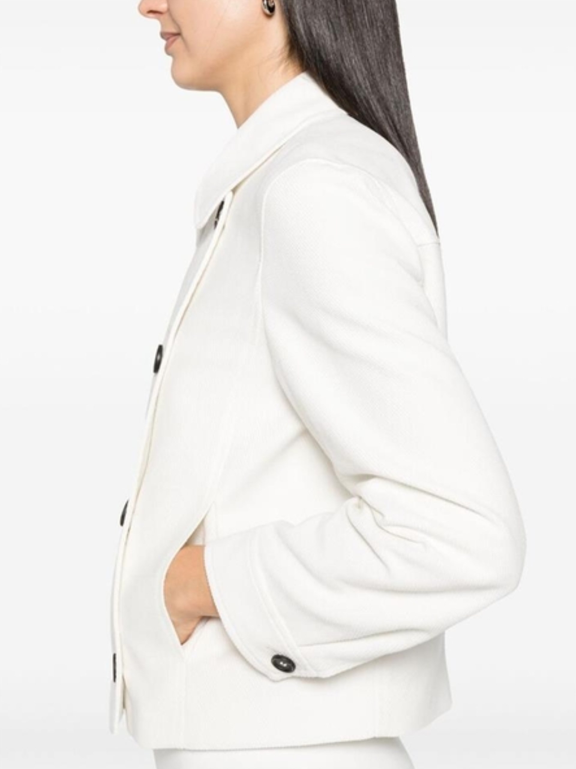 Brunello Cucinelli white cropped jacket with contrasting buttons