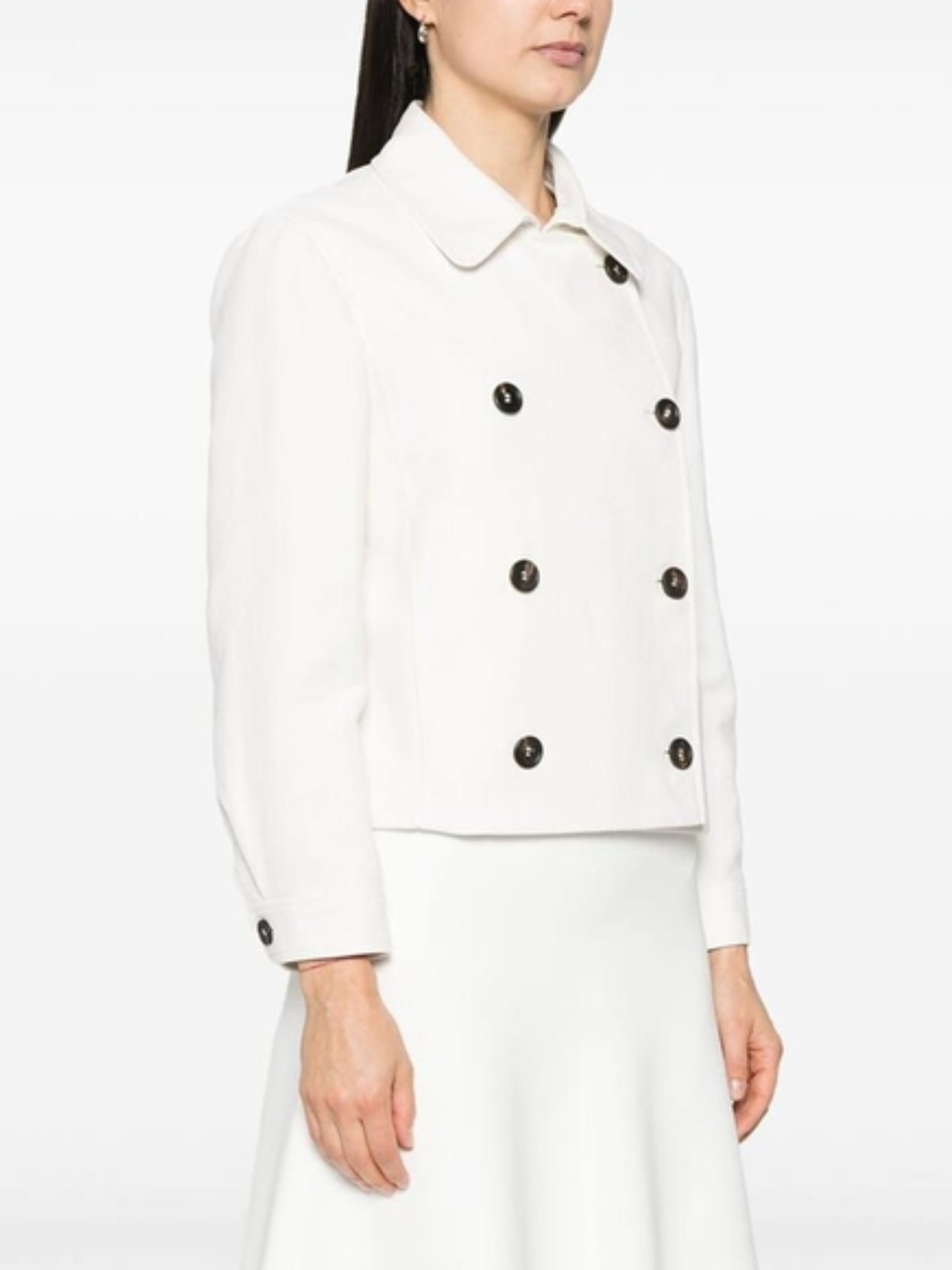 Brunello Cucinelli white cropped jacket with contrasting buttons