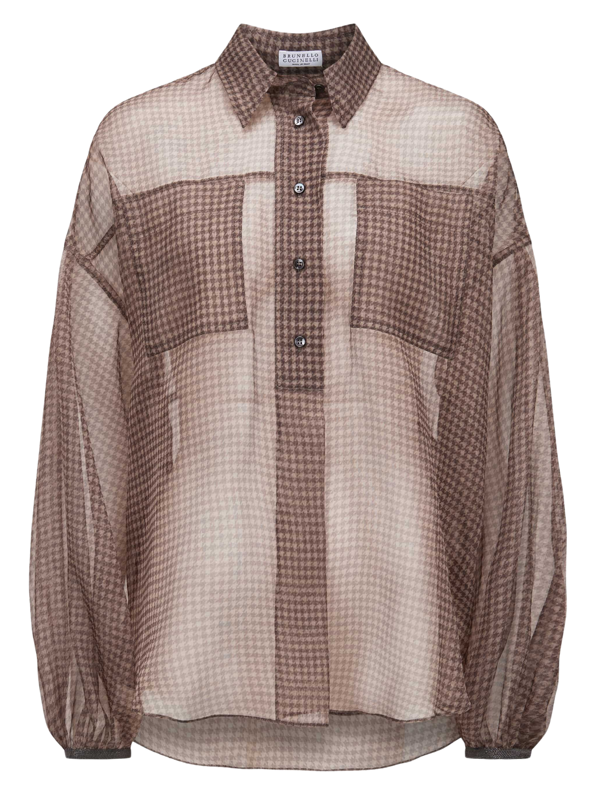 Brunello Cucinelli brown translucent silk shirt