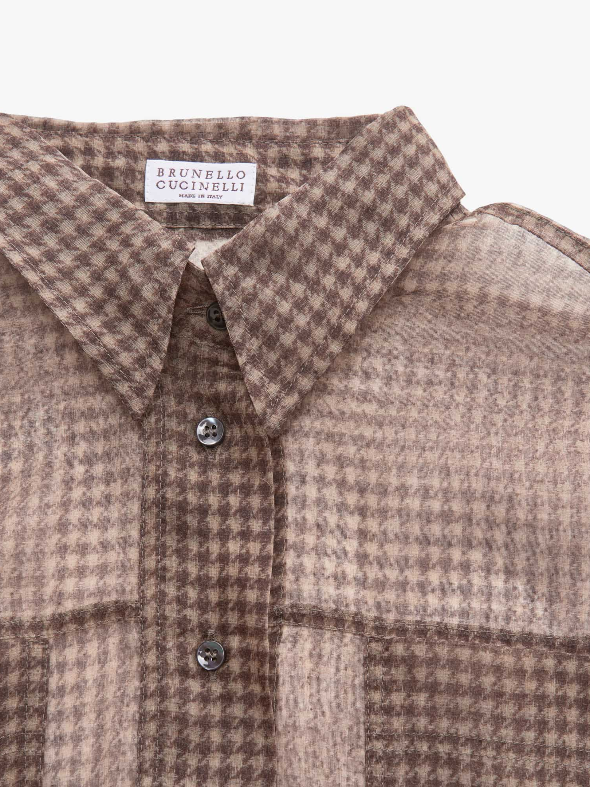 Brunello Cucinelli brown translucent silk shirt