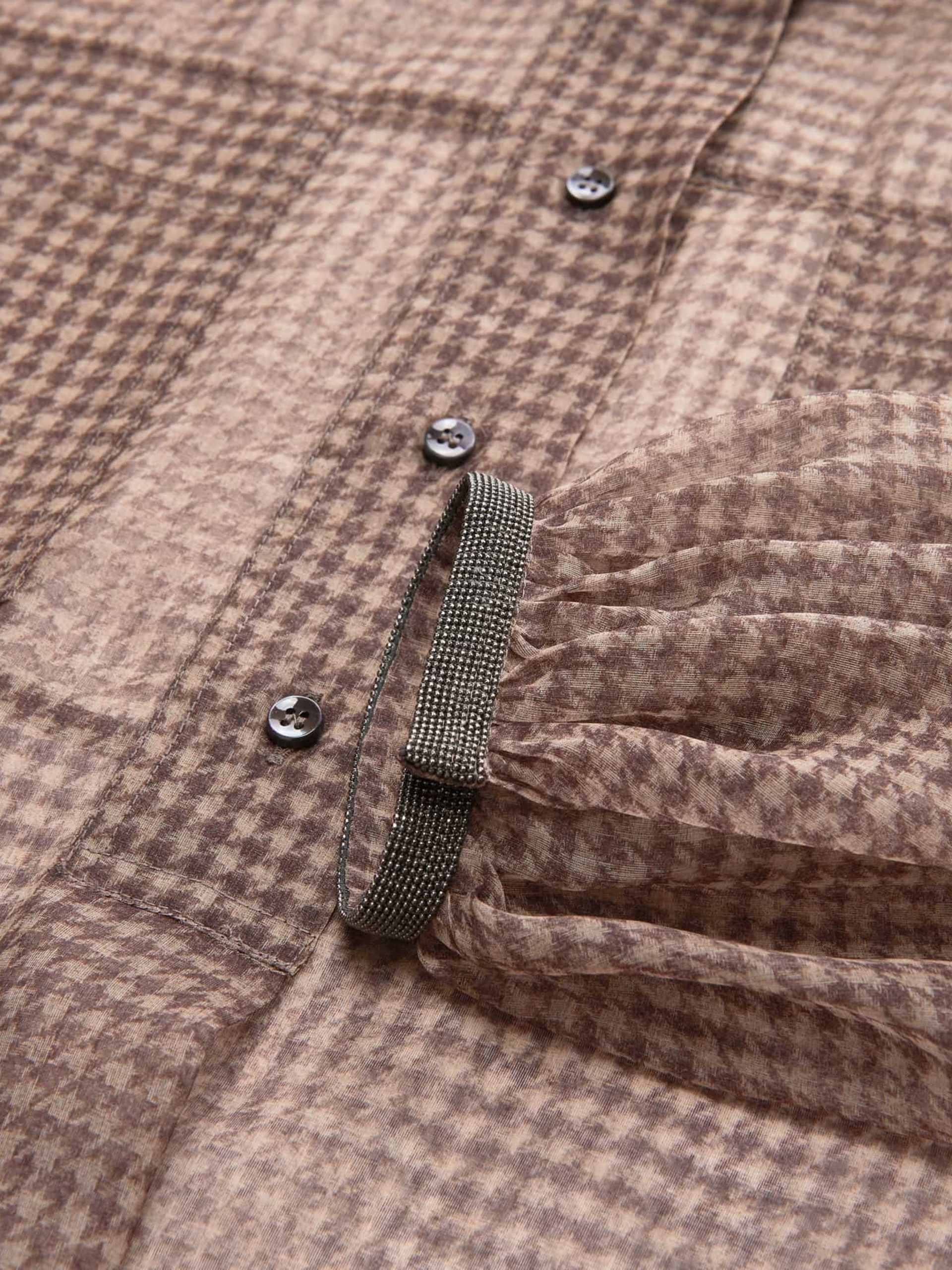 Brunello Cucinelli brown translucent silk shirt