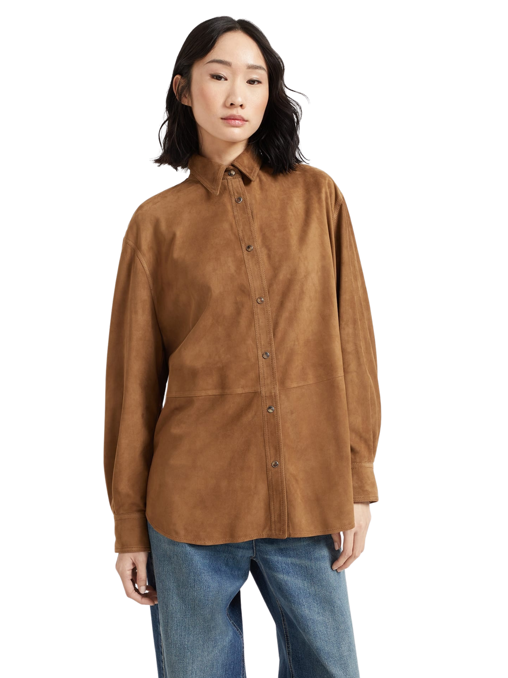 Brunello Cucinelli suede shirt with Monili decorative detail
