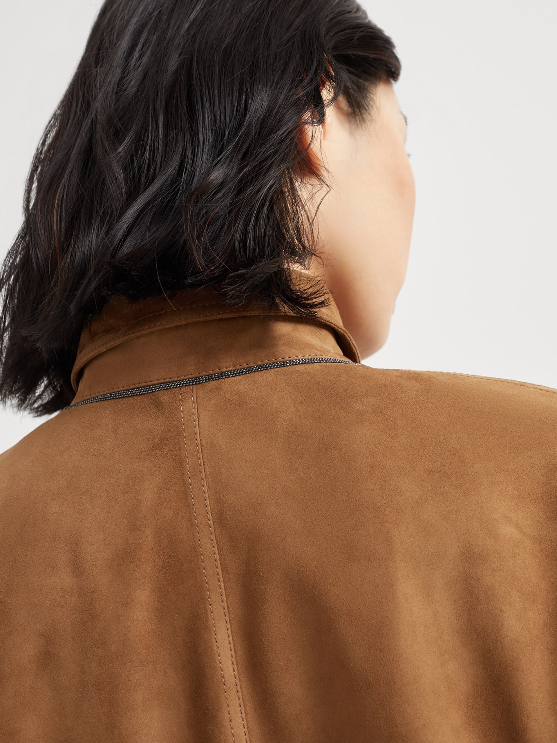 Brunello Cucinelli suede shirt with Monili decorative detail