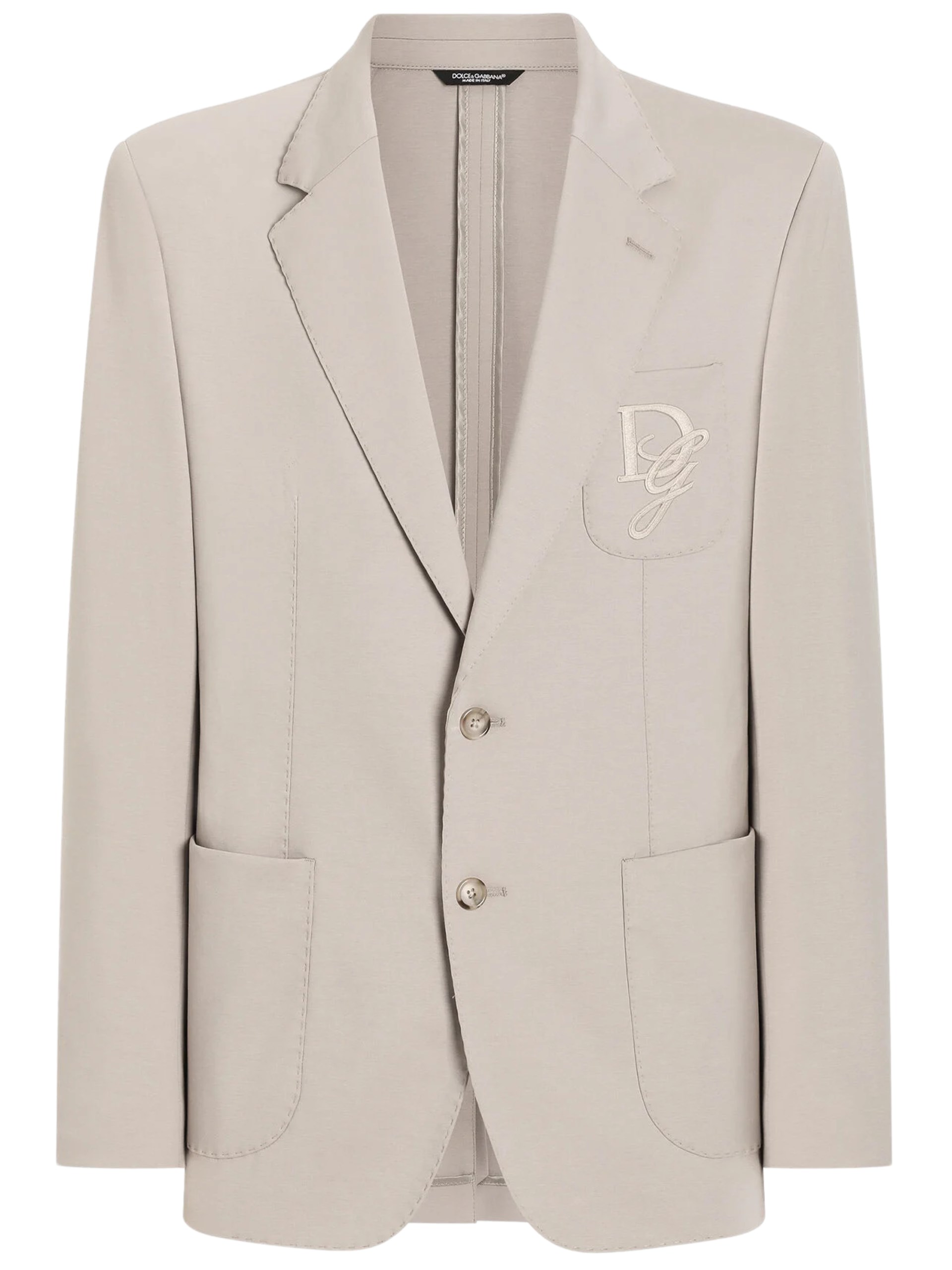Dolce&Gabbana men's beige single-breasted jacket with logo embroidery