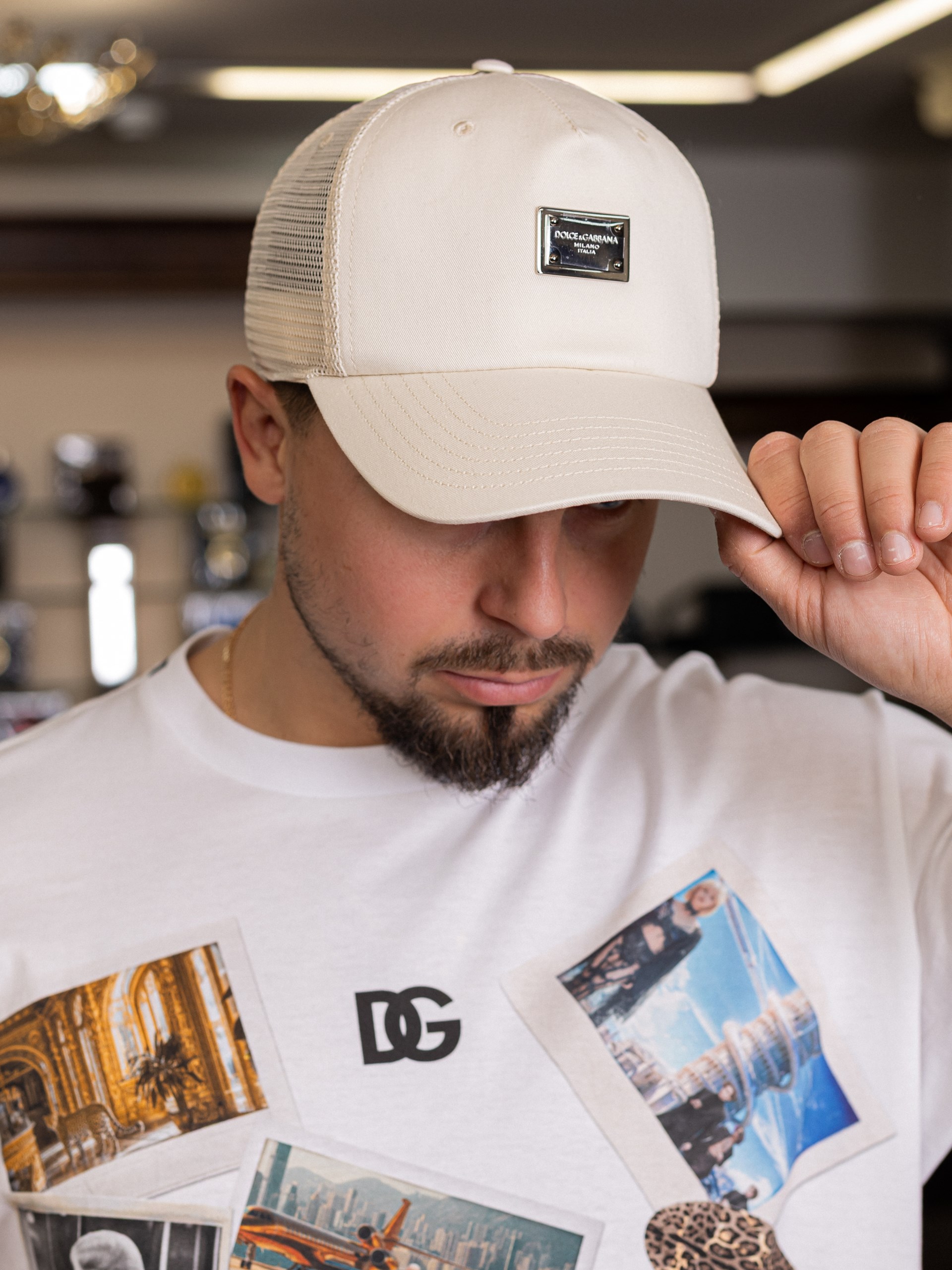 Dolce&Gabbana men's ivory cap with logo