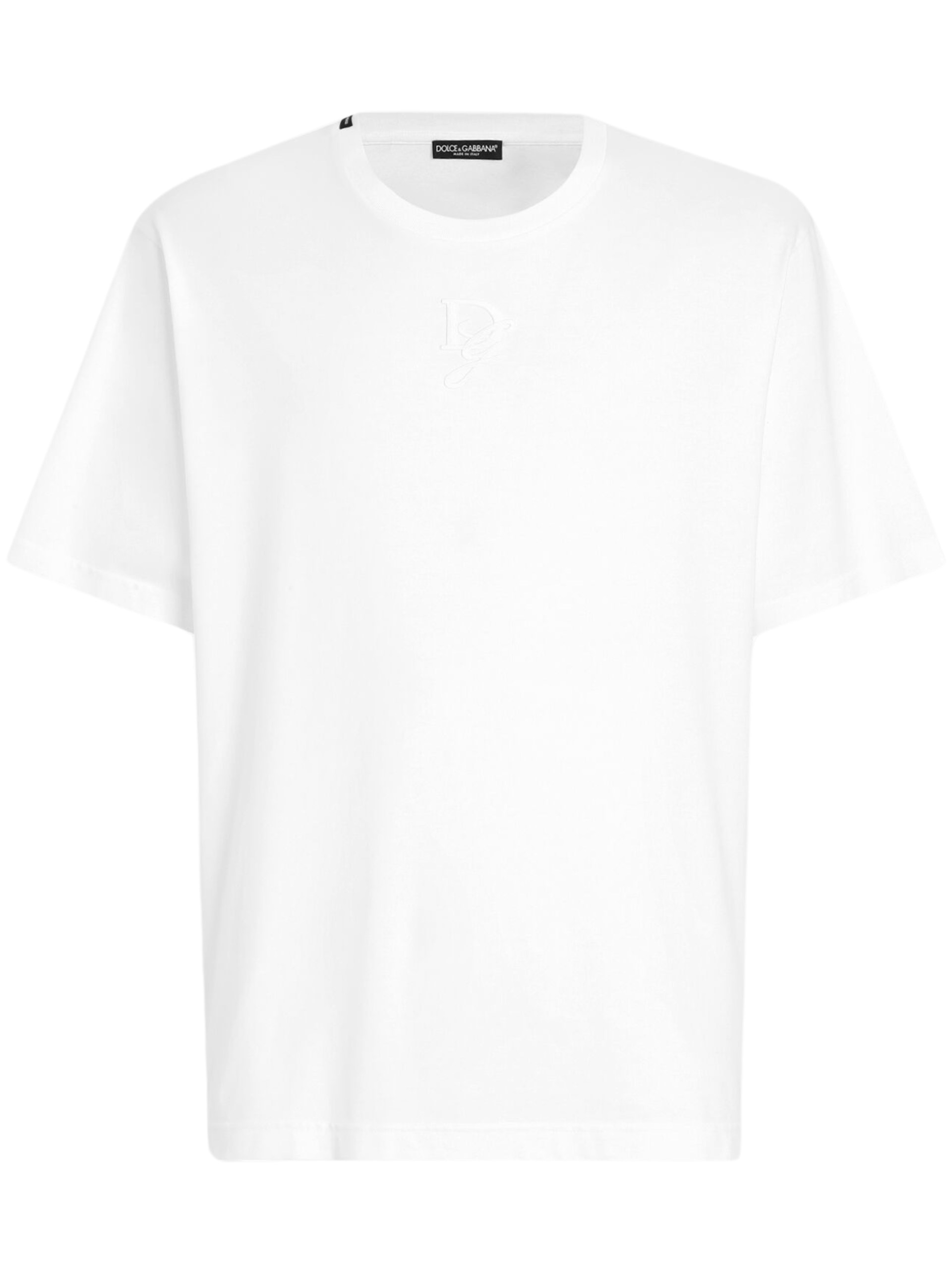 Dolce&Gabbana men's white T-shirt with embroidered logo