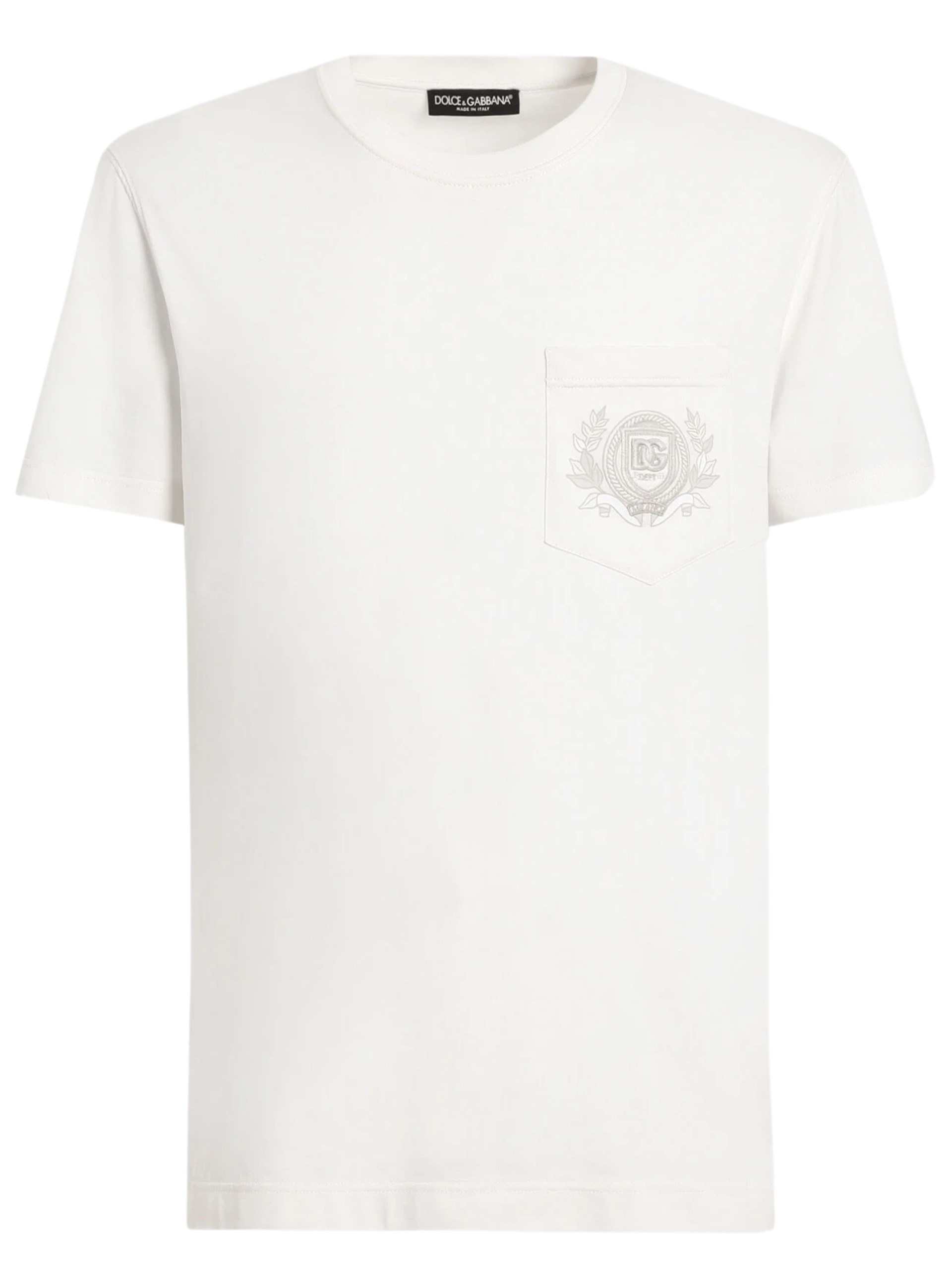 Dolce&Gabbana men's ivory t-shirt with chest pocket