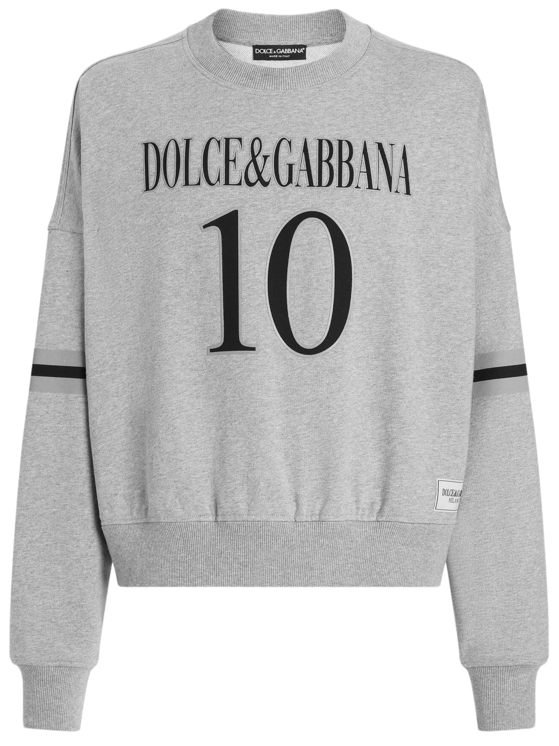Dolce&Gabbana men's gray cotton sweatshirt with logo