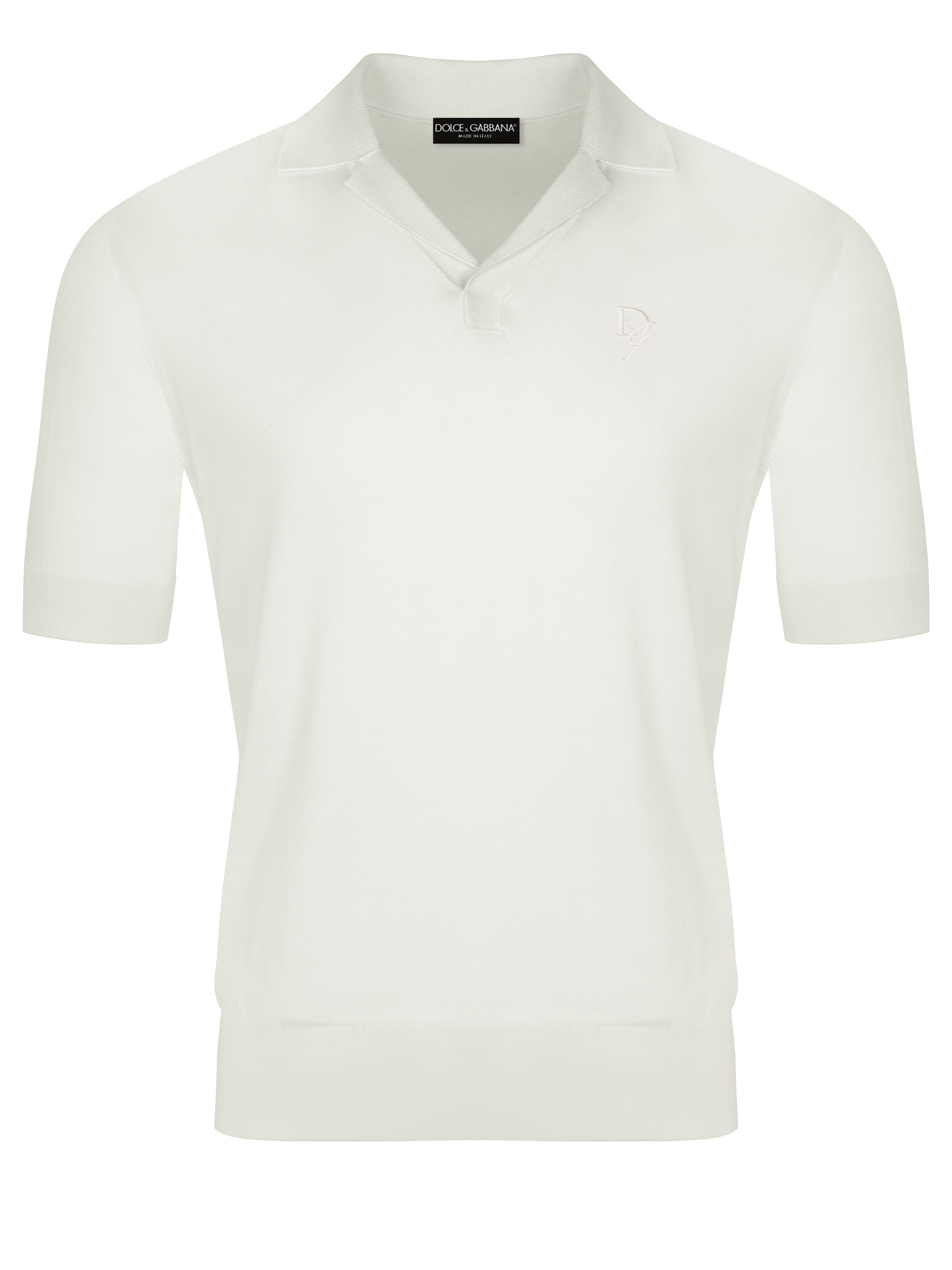 Dolce&Gabbana men's white polo shirt with logo embroidery