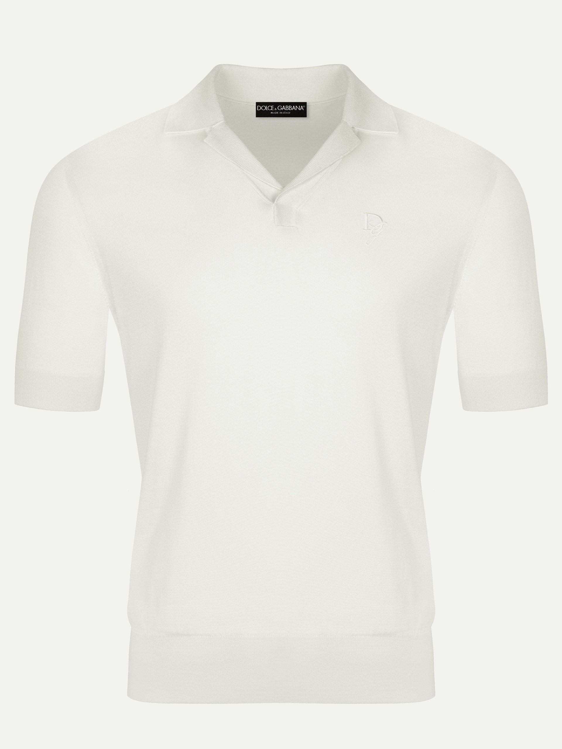 Dolce&Gabbana men's white polo shirt with logo embroidery