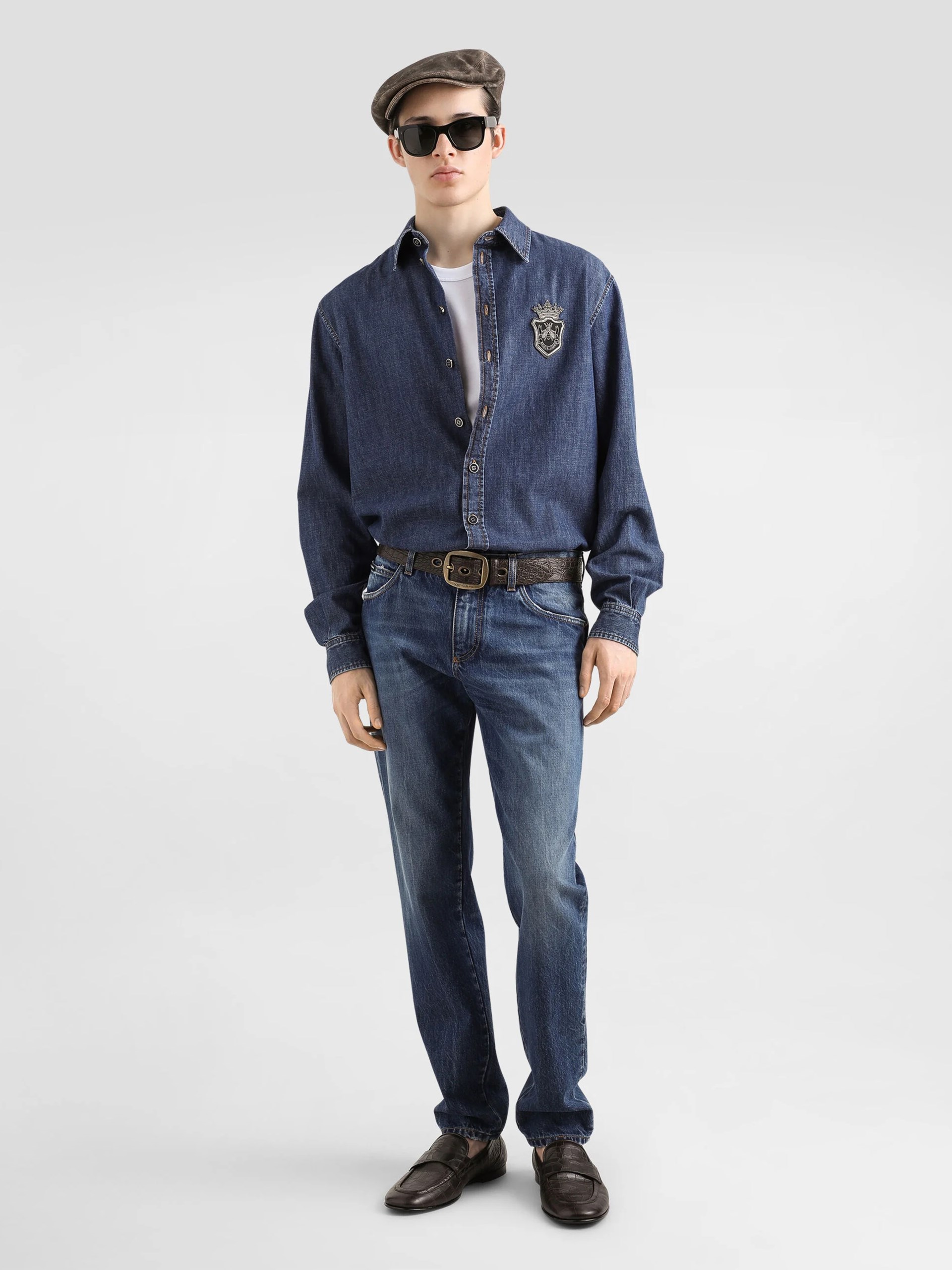 Dolce&Gabbana men's dark blue jeans with a classic fit