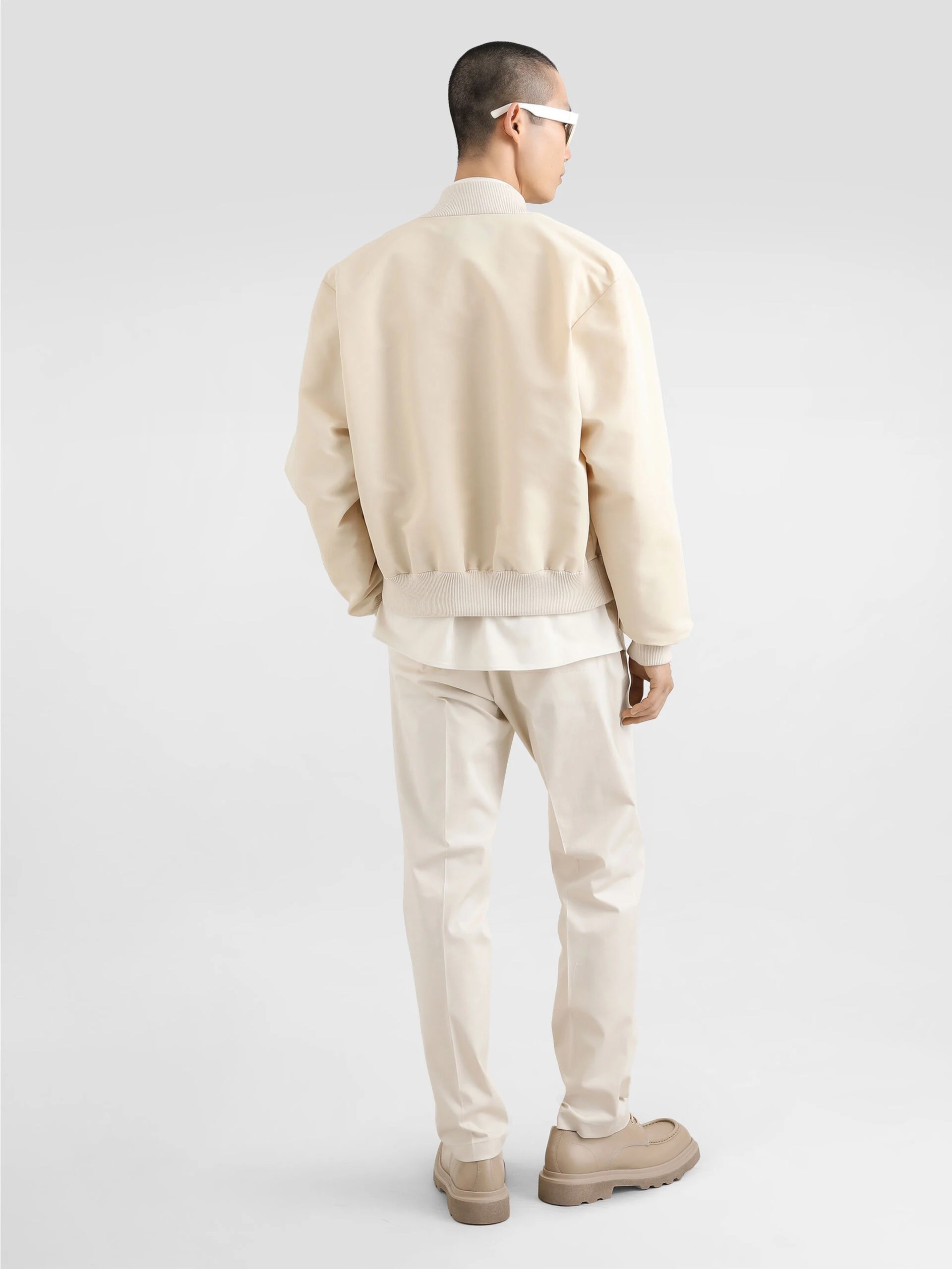 Dolce&Gabbana men's ivory bomber jacket with logo patch