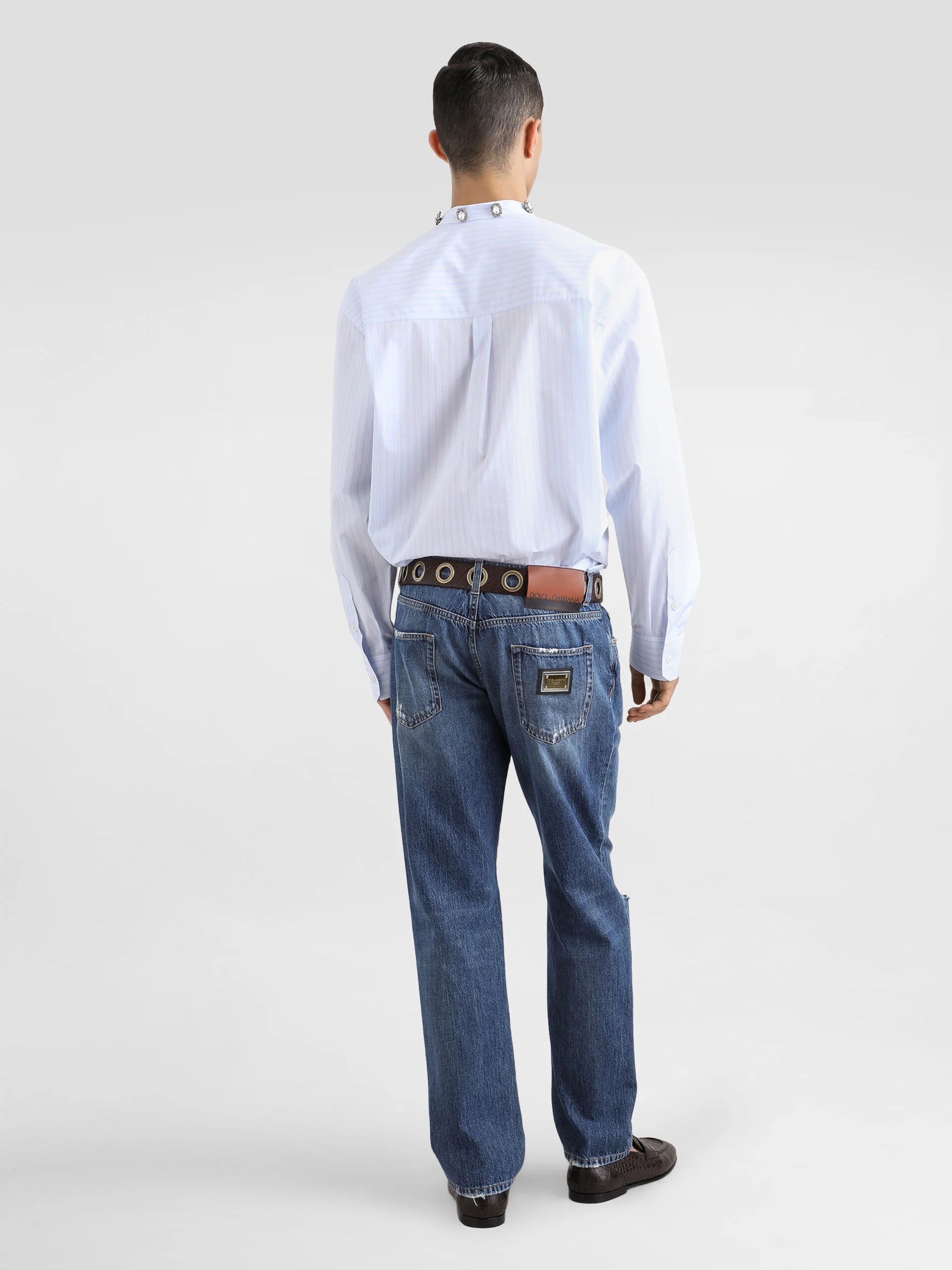 Dolce&Gabbana men's blue jeans with knee slits