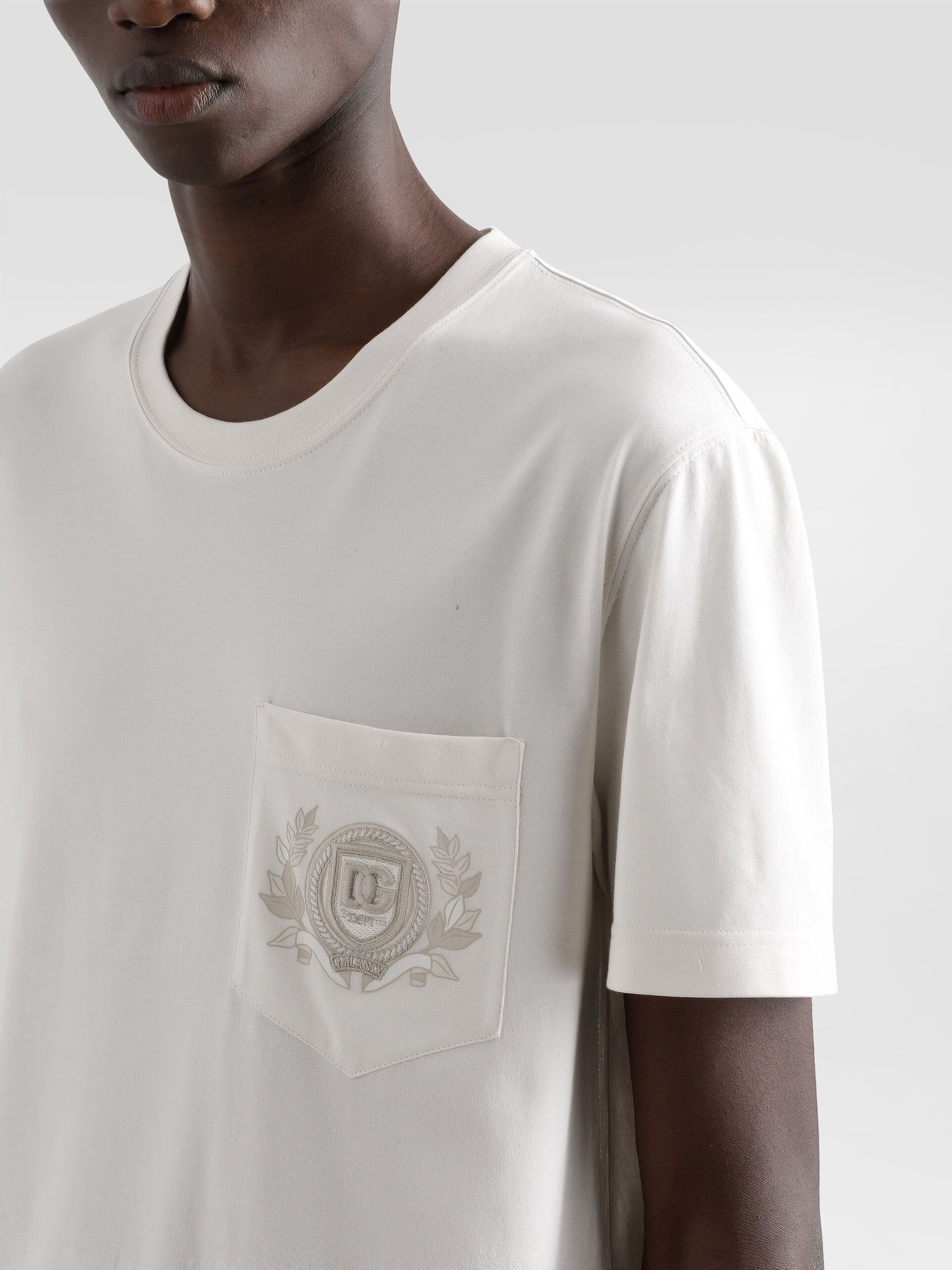 Dolce&Gabbana men's ivory t-shirt with chest pocket