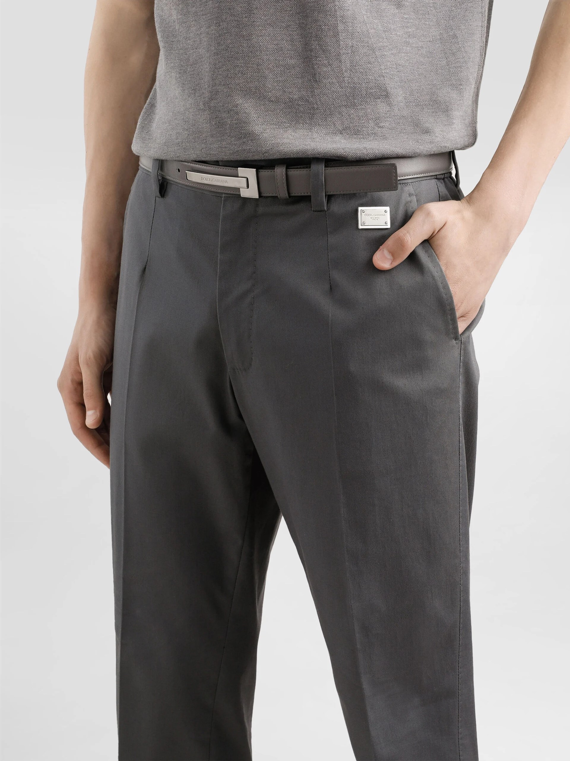 Dolce&Gabbana men's gray classic-cut pants