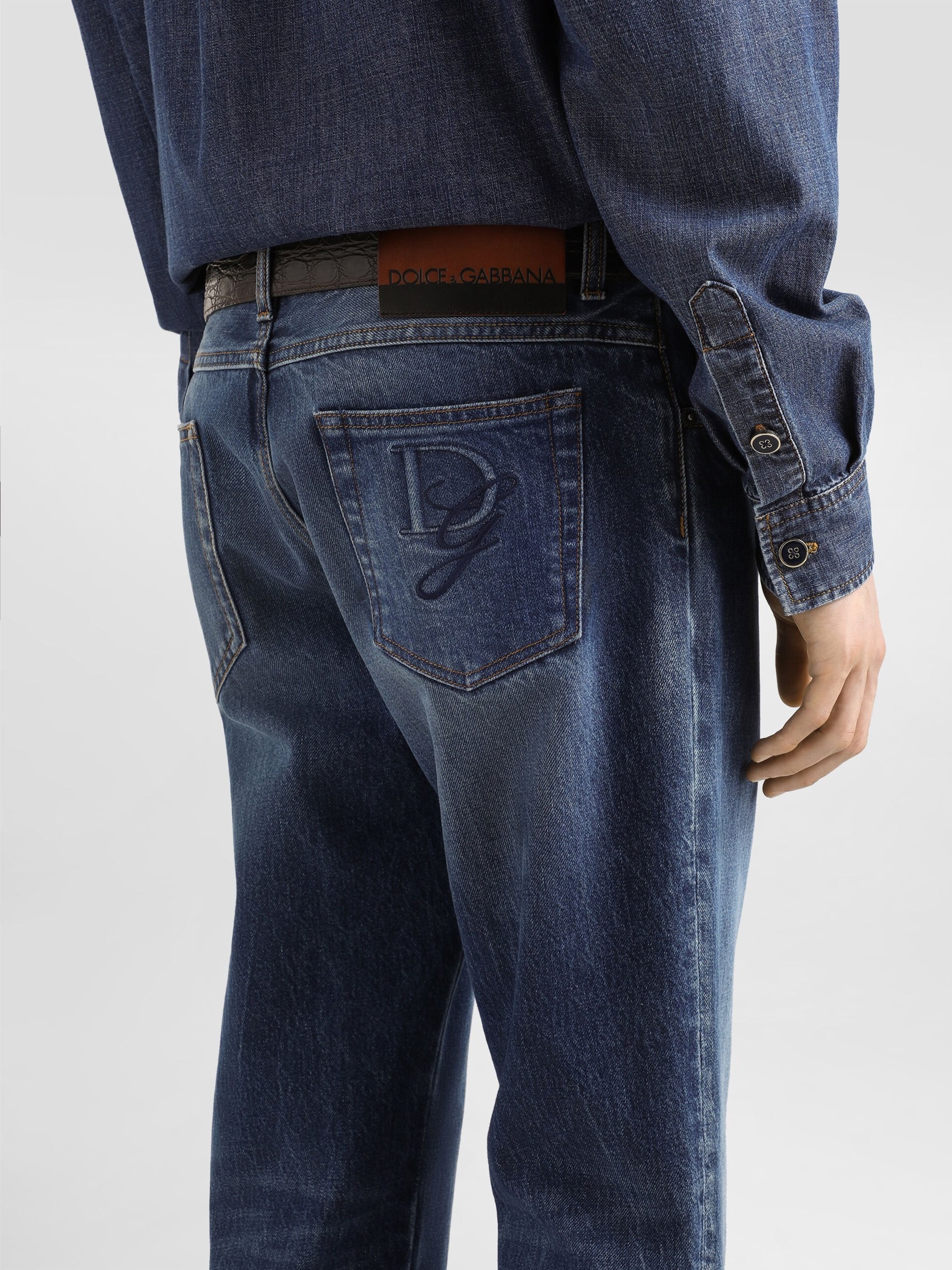 Dolce&Gabbana men's dark blue jeans with a classic fit