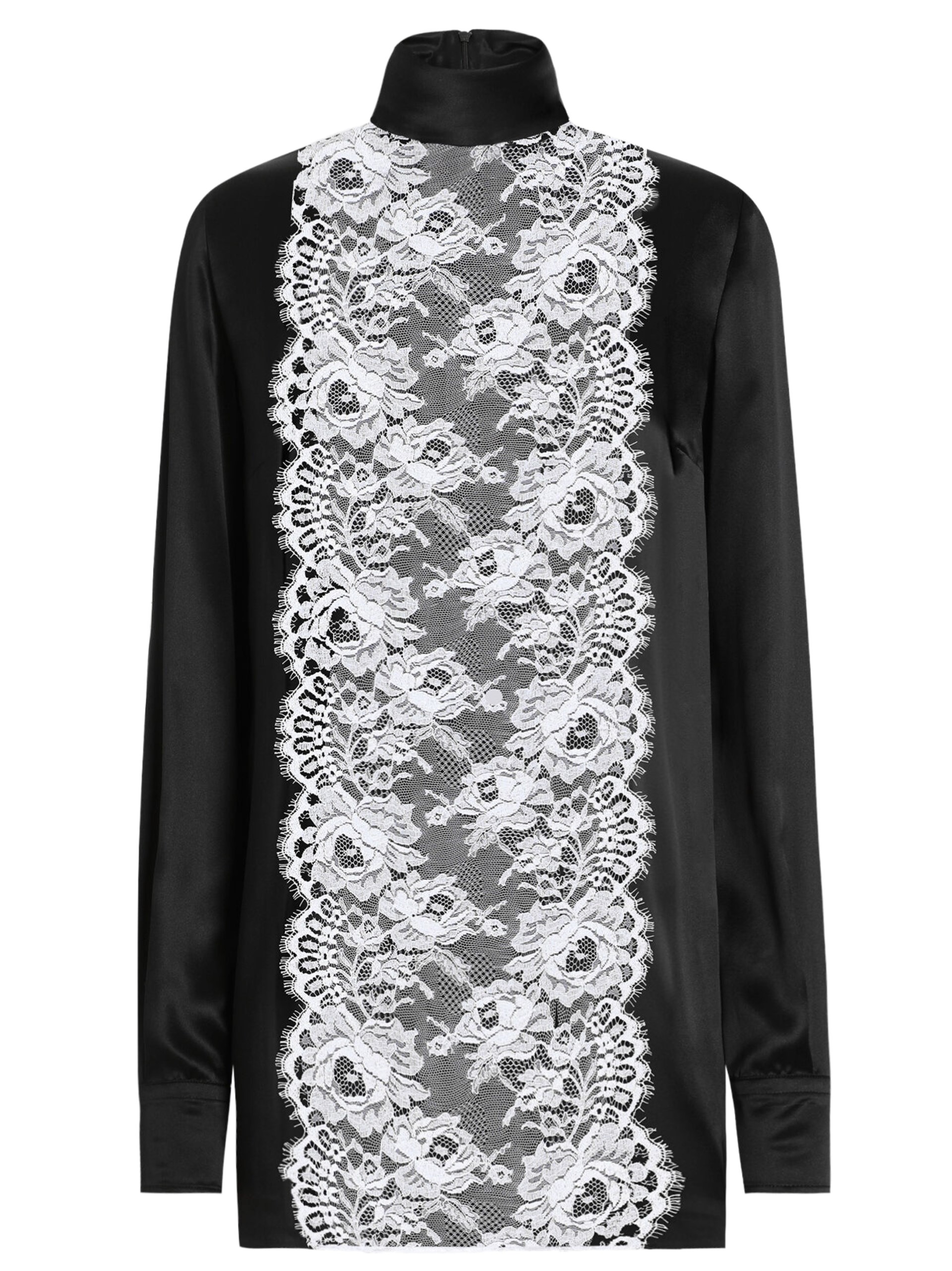 Dolce&Gabbana black satin blouse with lace front