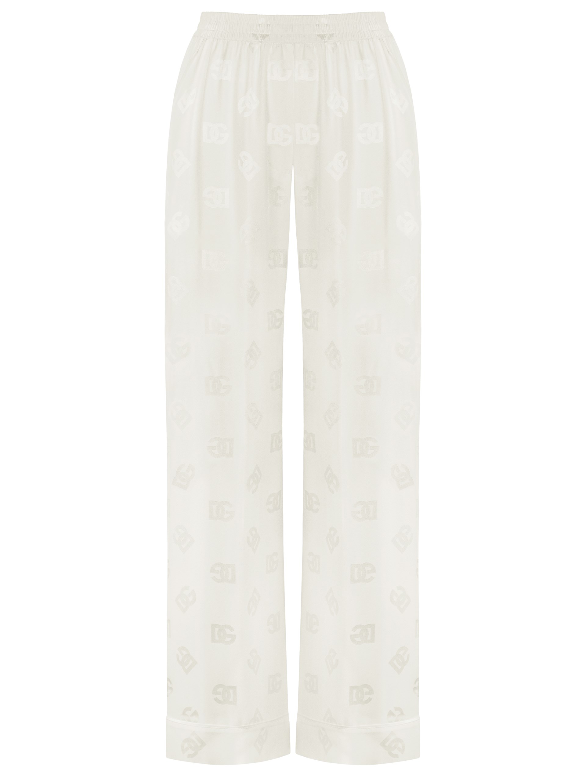 Dolce&Gabbana silk jacquard trousers with DG logo