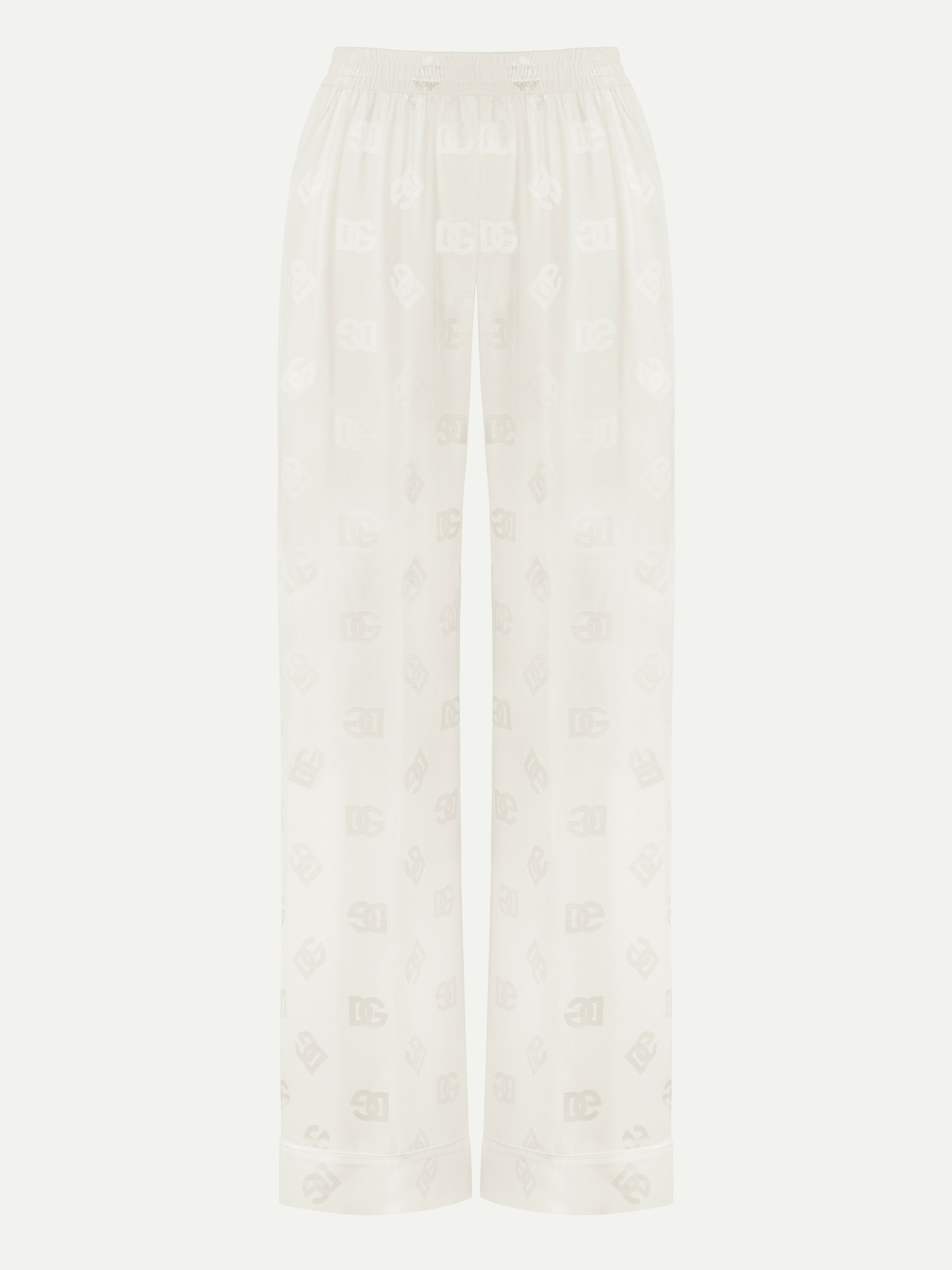 Dolce&Gabbana silk jacquard trousers with DG logo