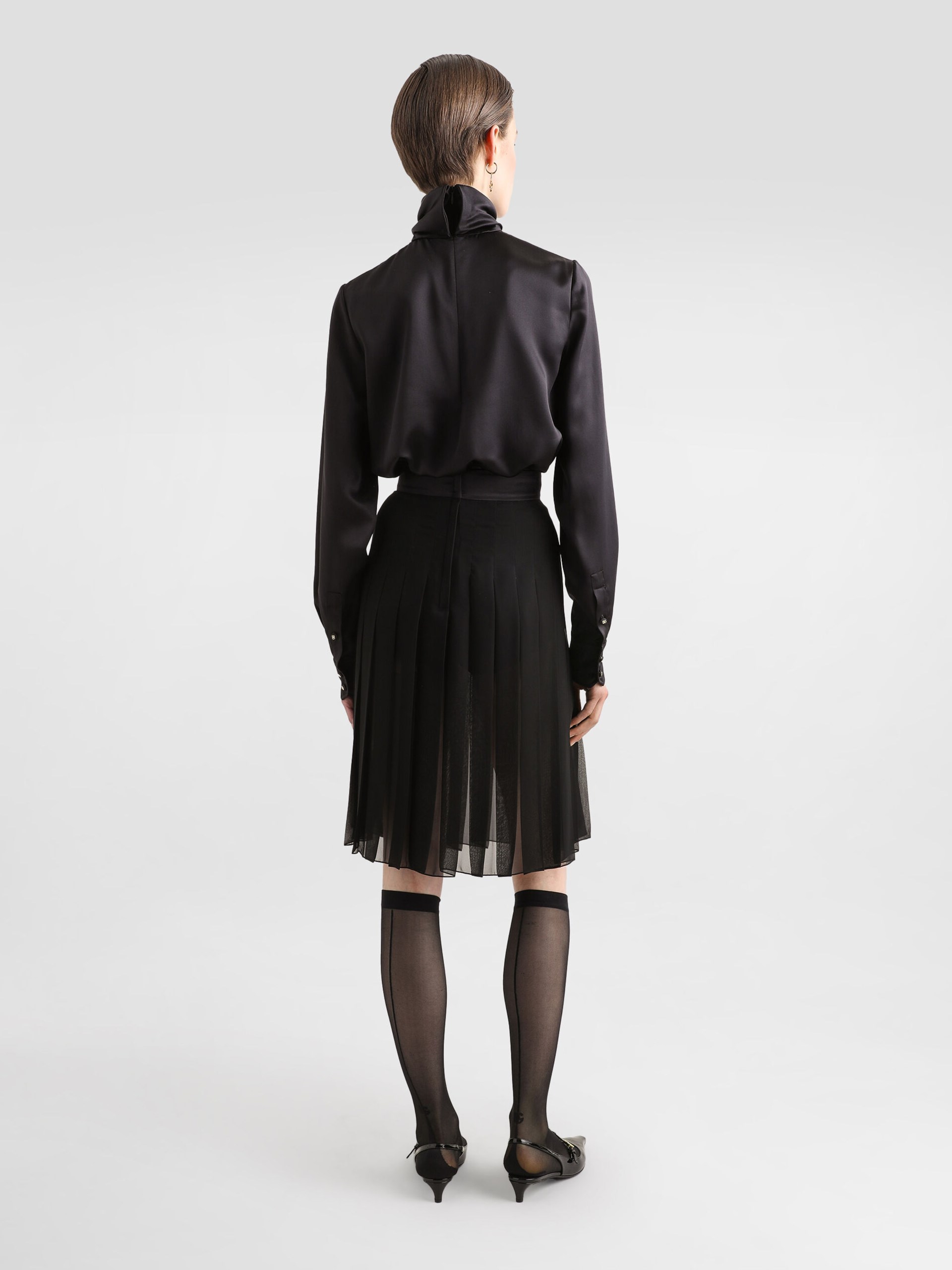 Dolce&Gabbana black satin blouse with lace front