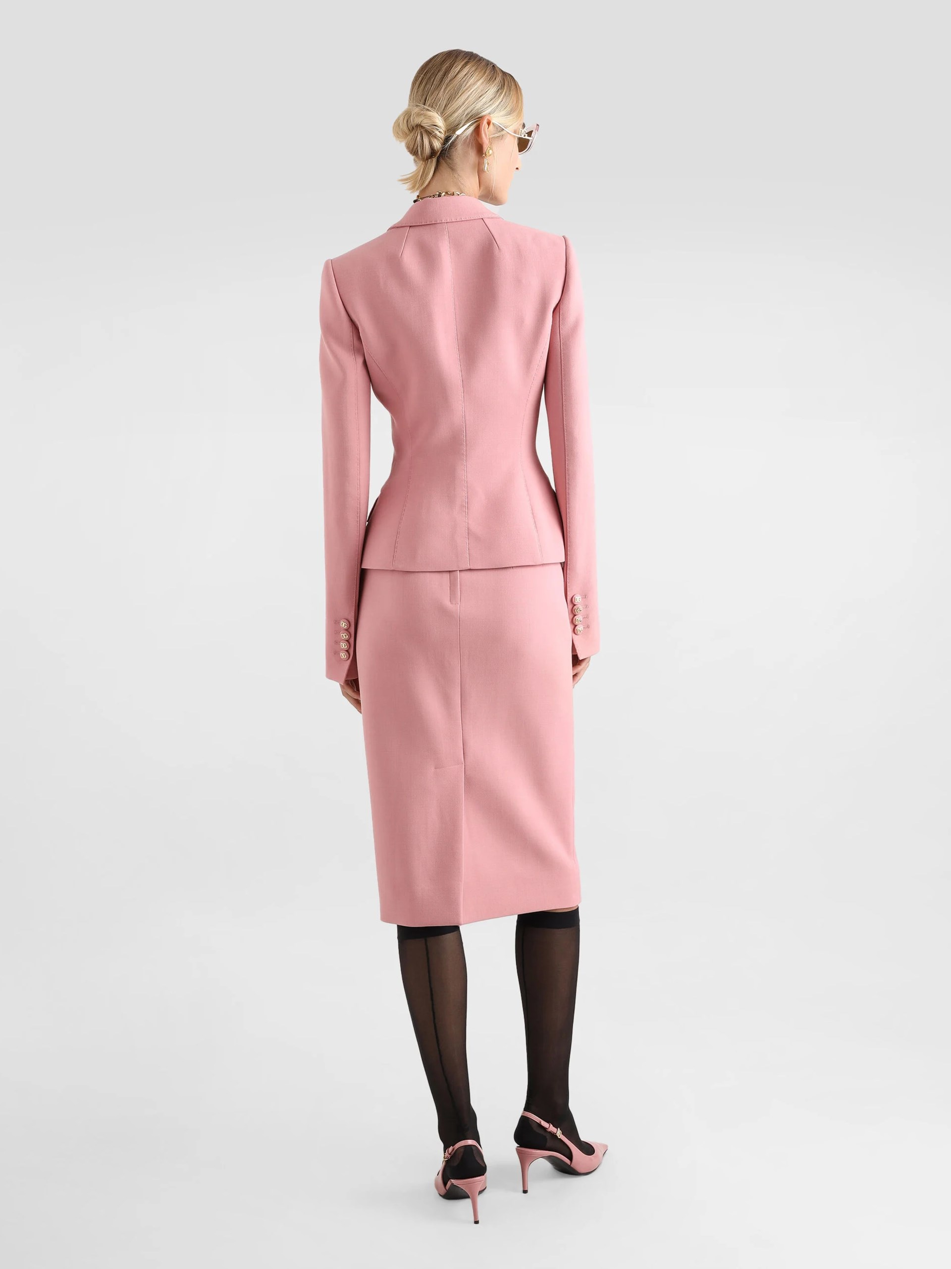 DOLCE&GABBANA WOOL PENCIL SKIRT WITH DG LOGO