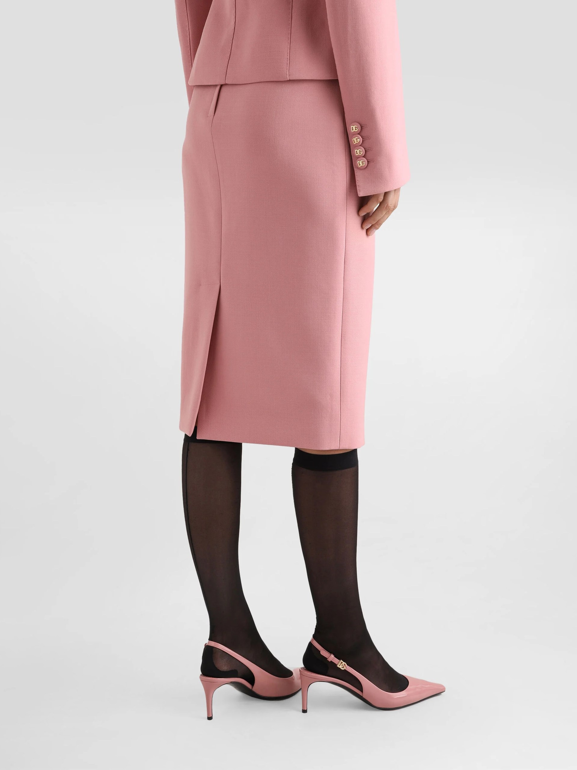 DOLCE&GABBANA WOOL PENCIL SKIRT WITH DG LOGO