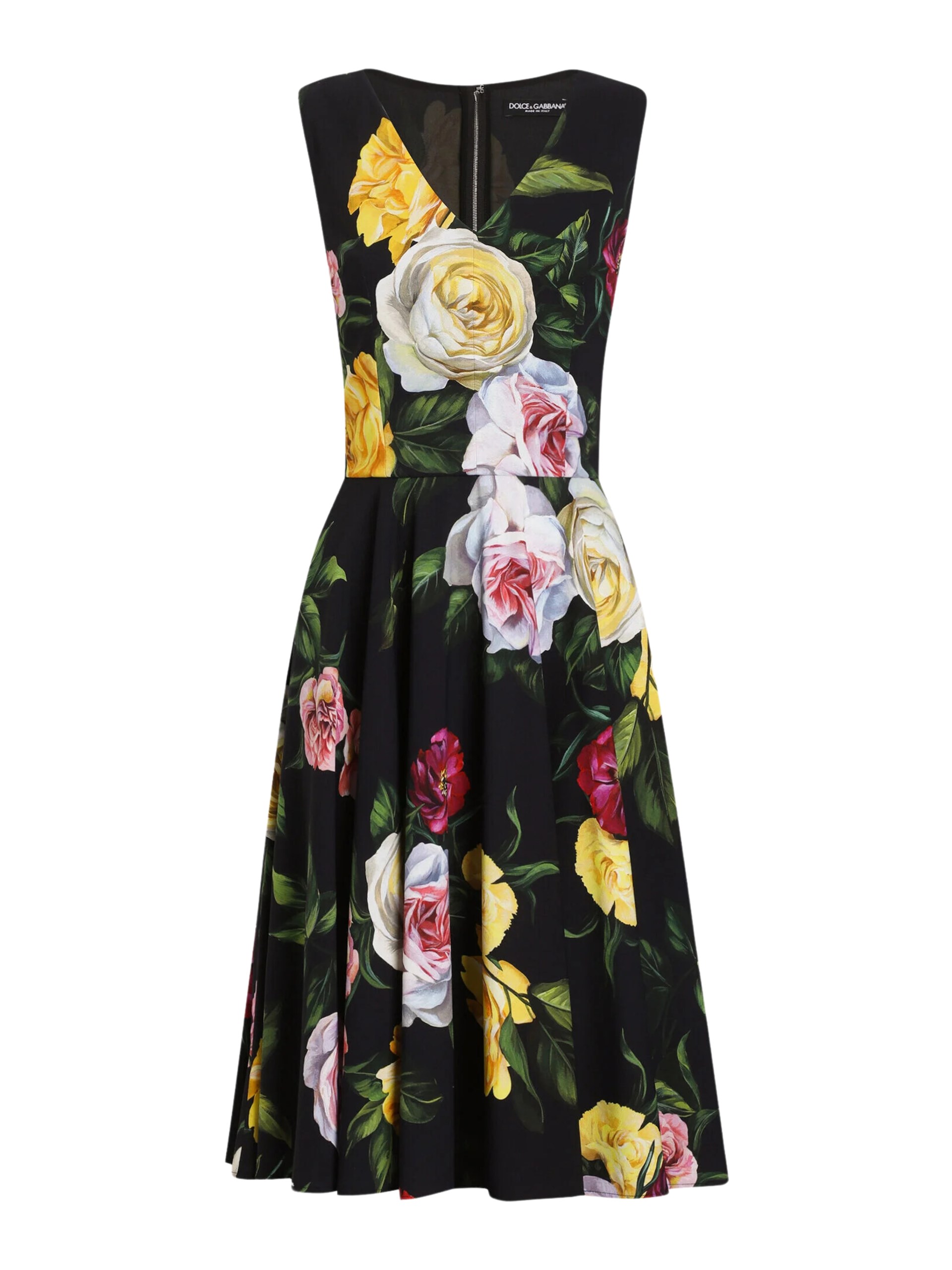 DOLCE&GABBANA DRESS with a print of peonies and roses and a round skirt
