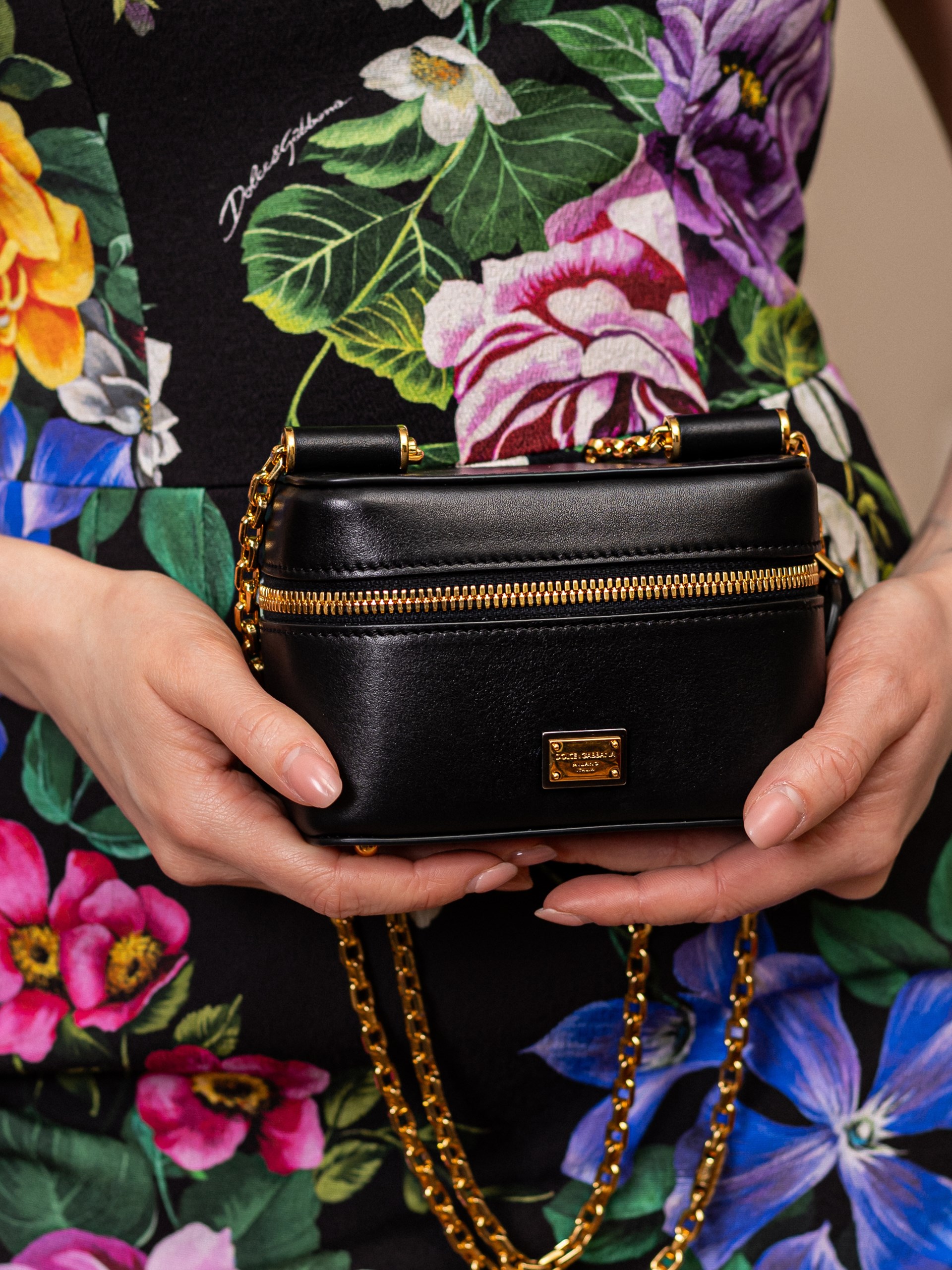 Dolce&Gabbana Sicily Vanity black bag with gold hardware