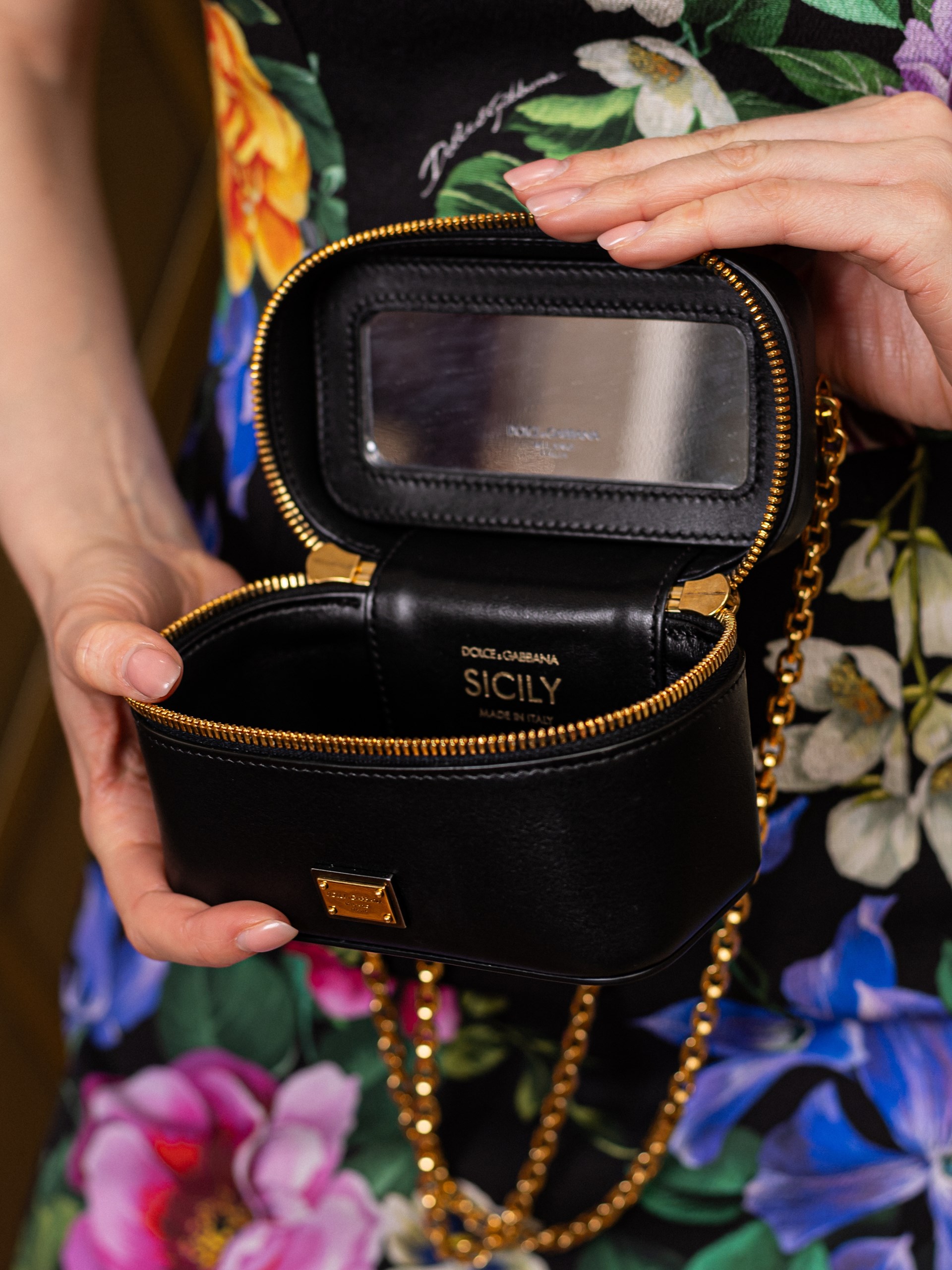 Dolce&Gabbana Sicily Vanity black bag with gold hardware