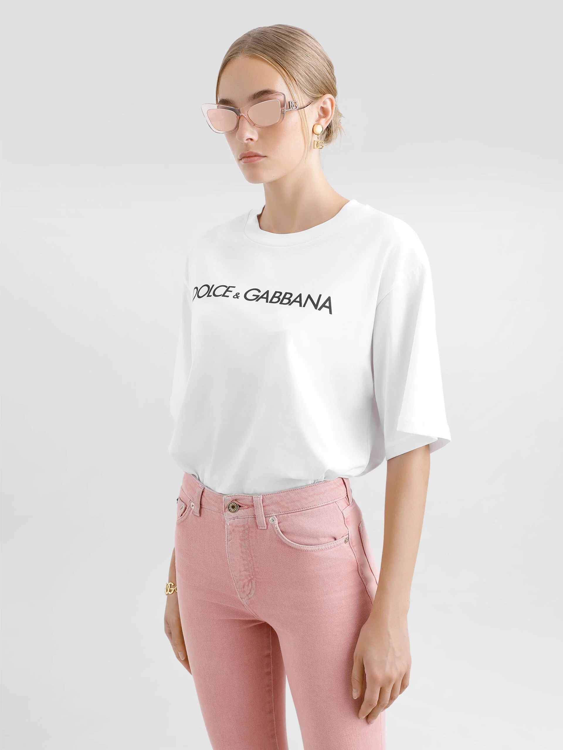 SHORT-SLEEVED COTTON T-SHIRT WITH DOLCE&GABBANA LETTERING