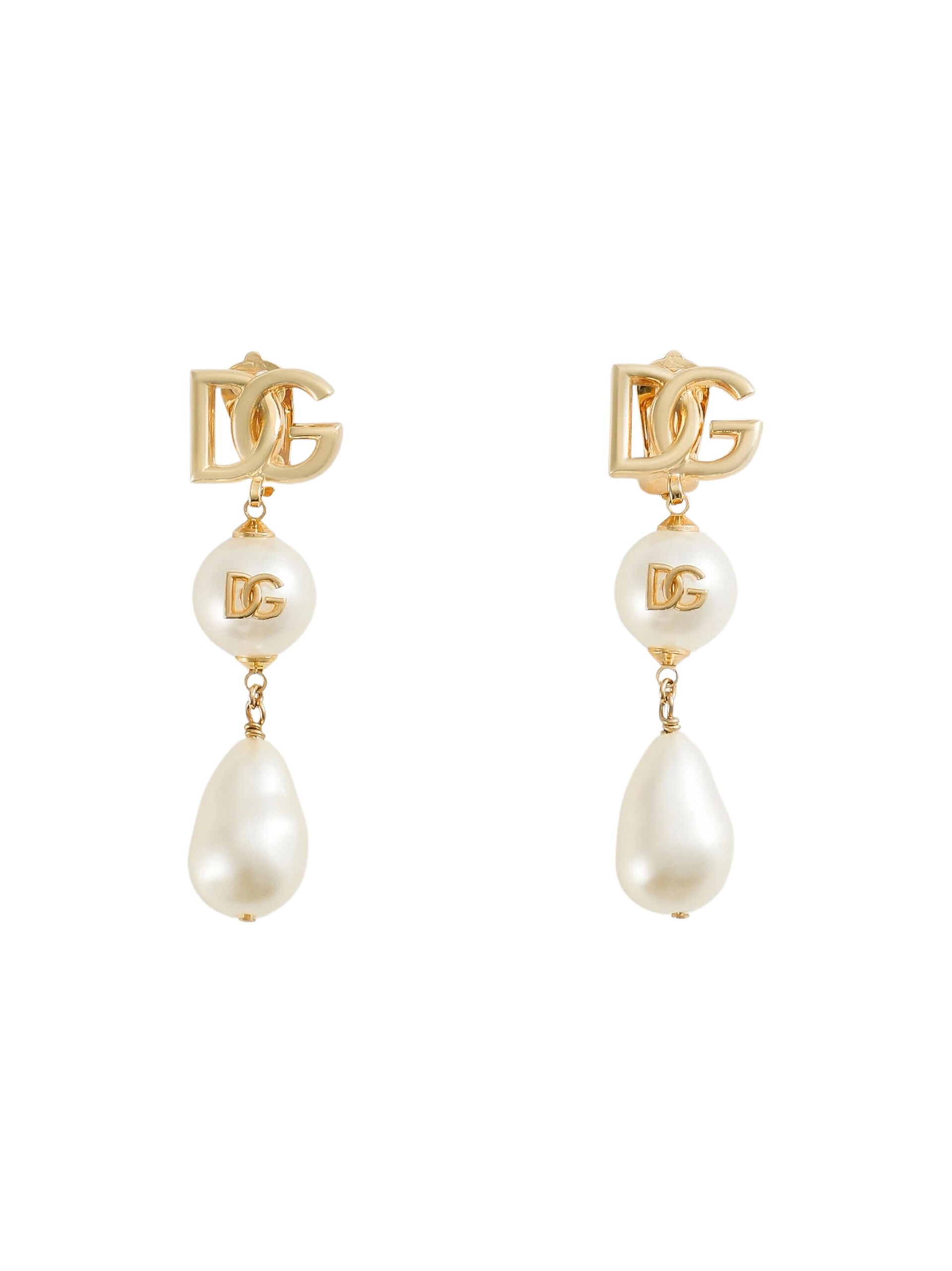Dolce&Gabbana drop earrings with teardrop accents, cabochons and DG logo