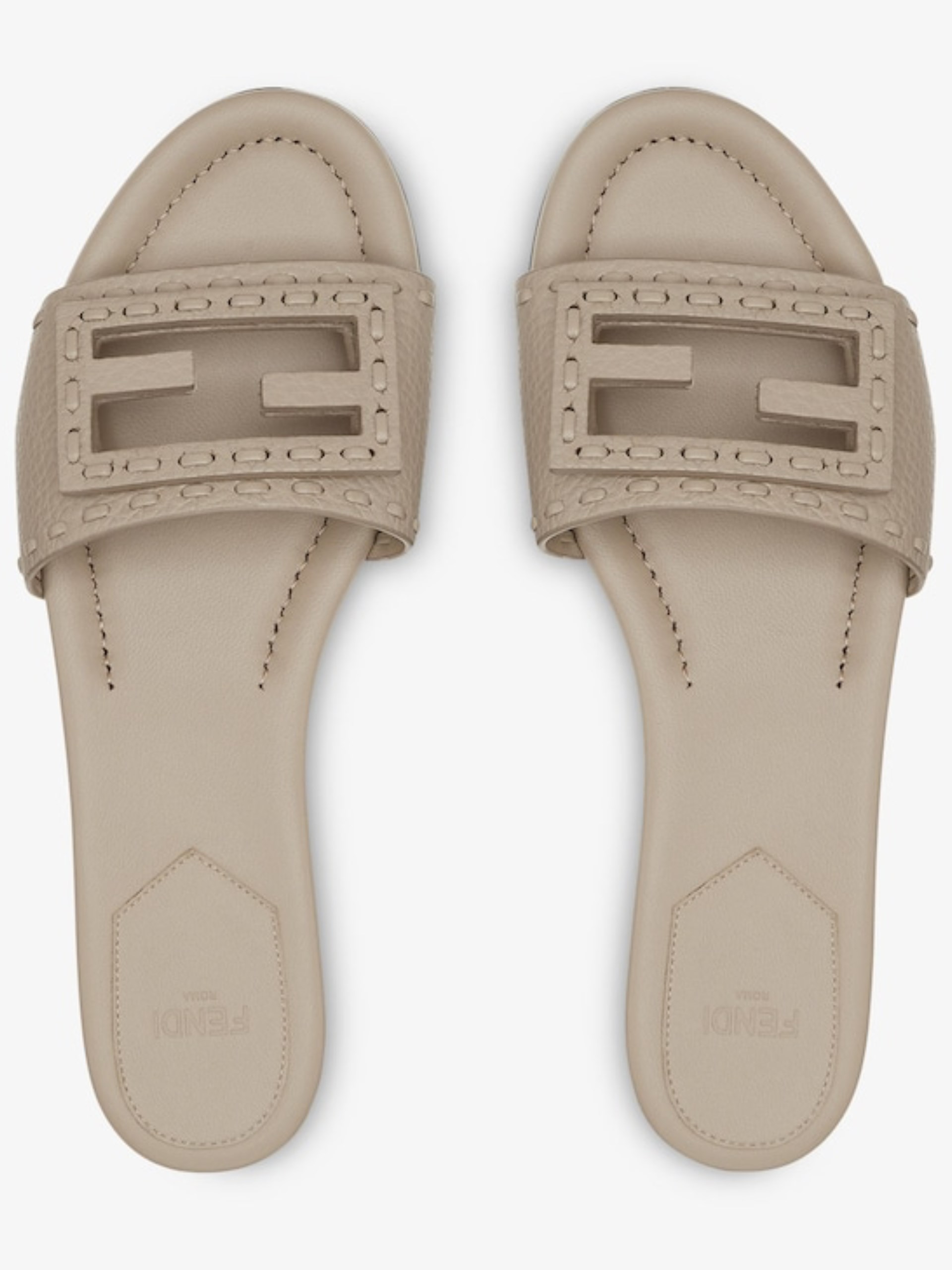 Fendi grey-beige leather flip-flops