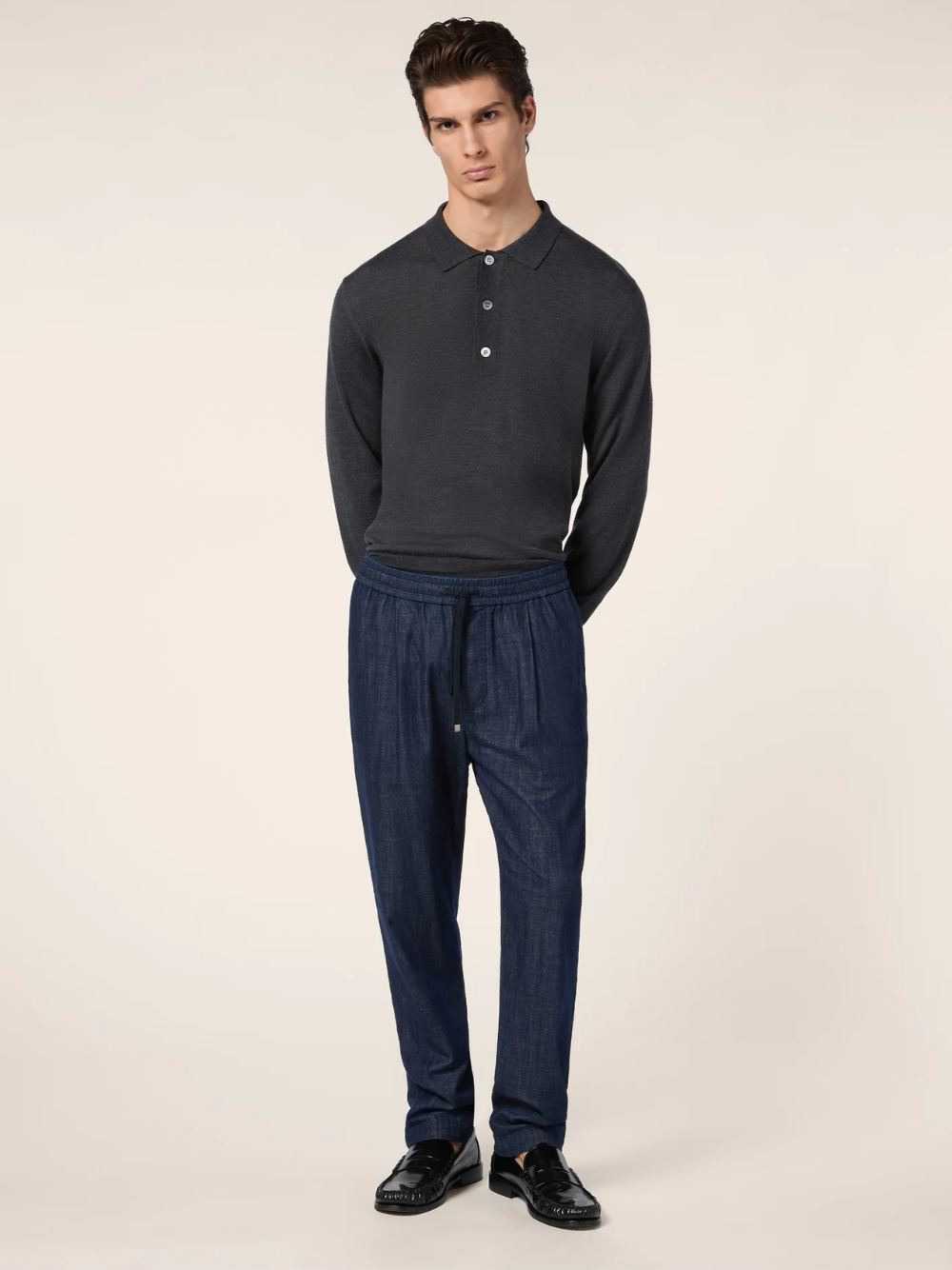 Jacob Cohën Daniel men's navy blue pants with elastic waistband