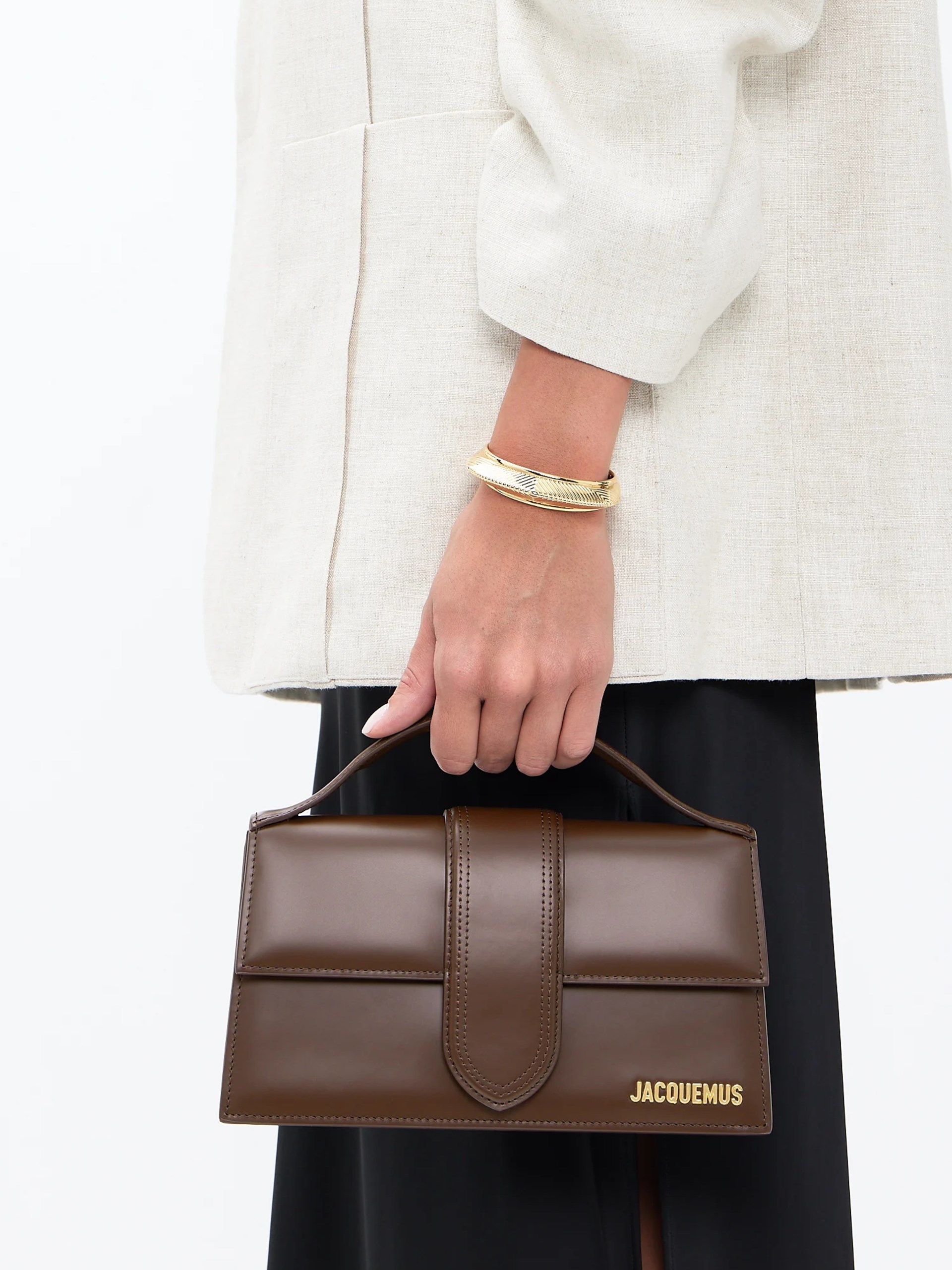 Коричнева сумка-конверт Jacquemus Le Grand Bambino зі шкіри