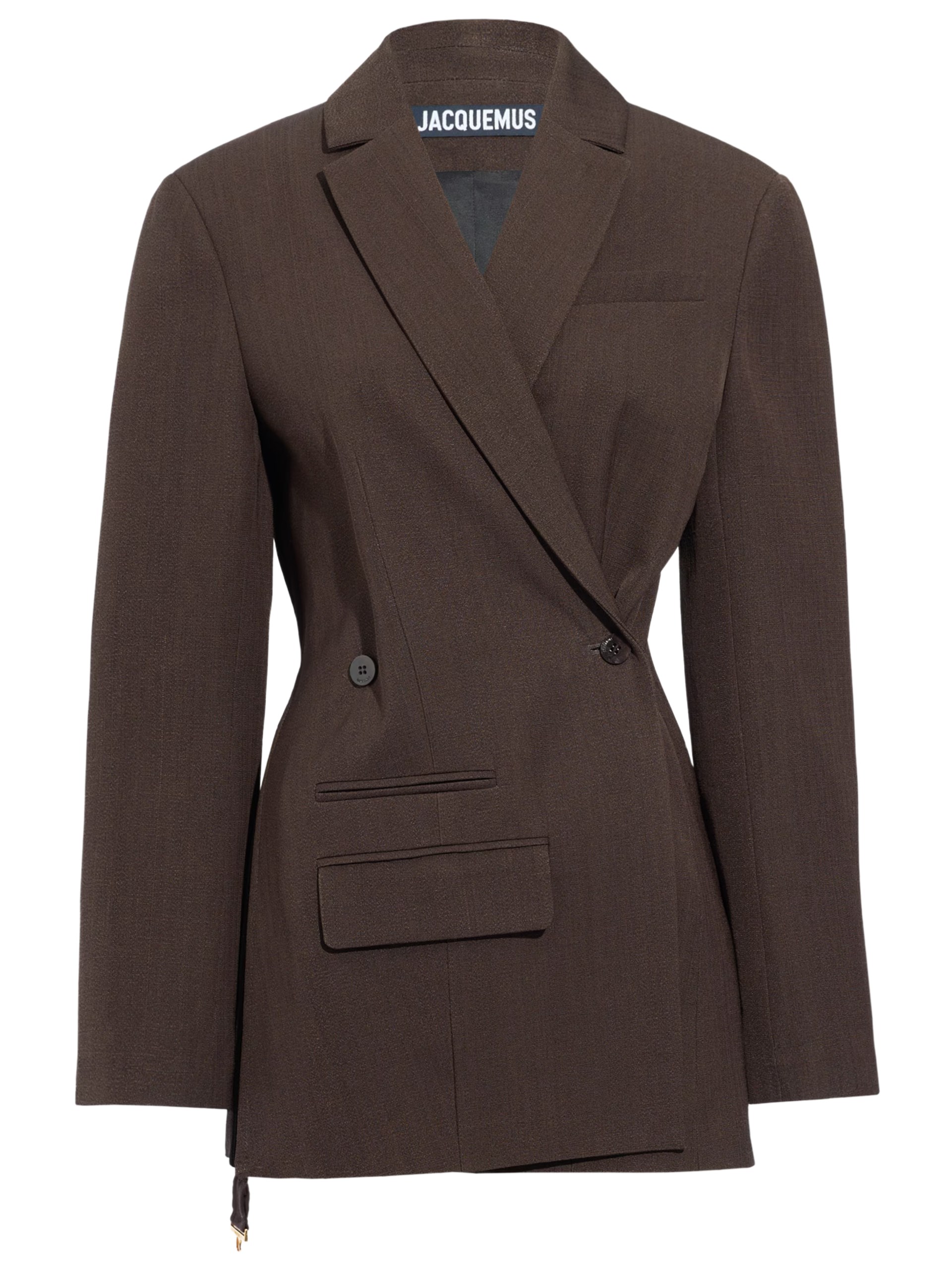 Jacquemus Tibau dark brown asymmetric double-breasted jacket