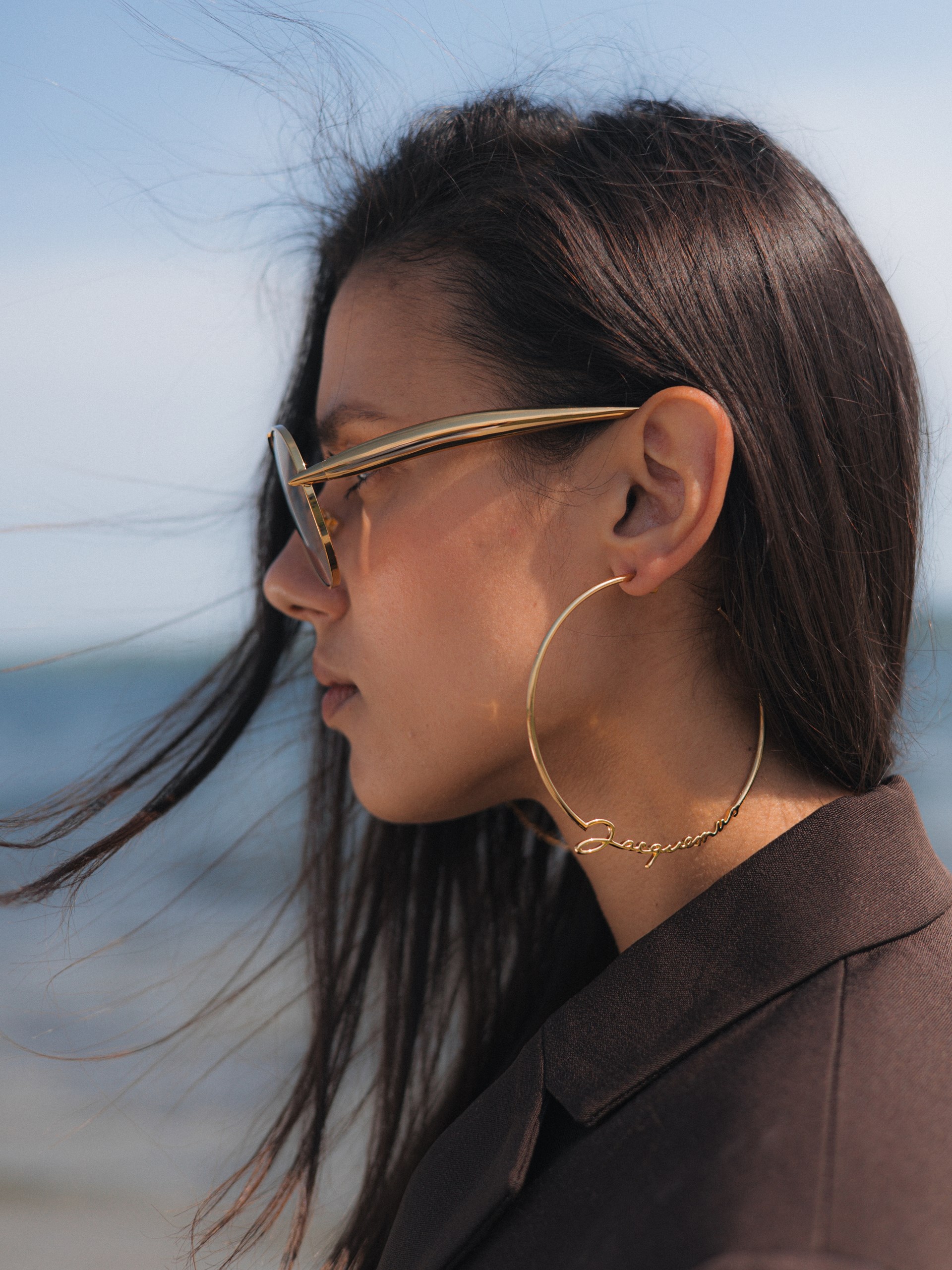 Jacquemus gold-tone logo hoop earrings