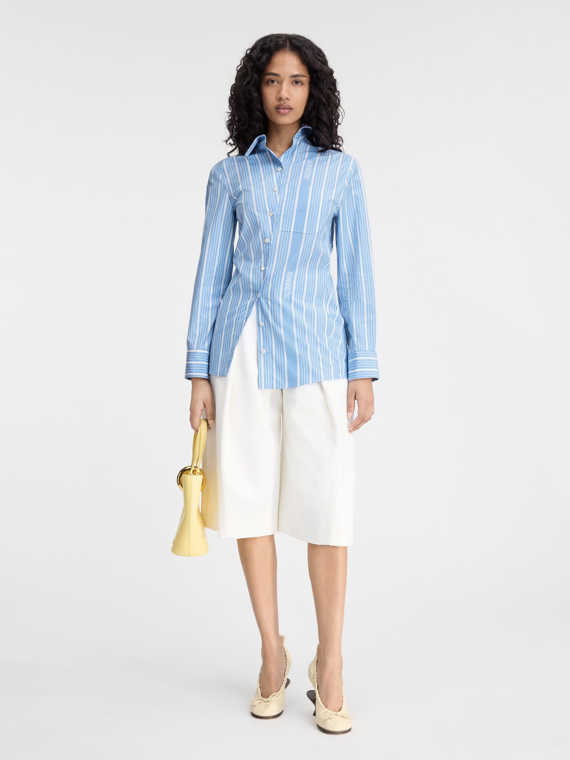 Jacquemus Pablo blue asymmetric striped shirt