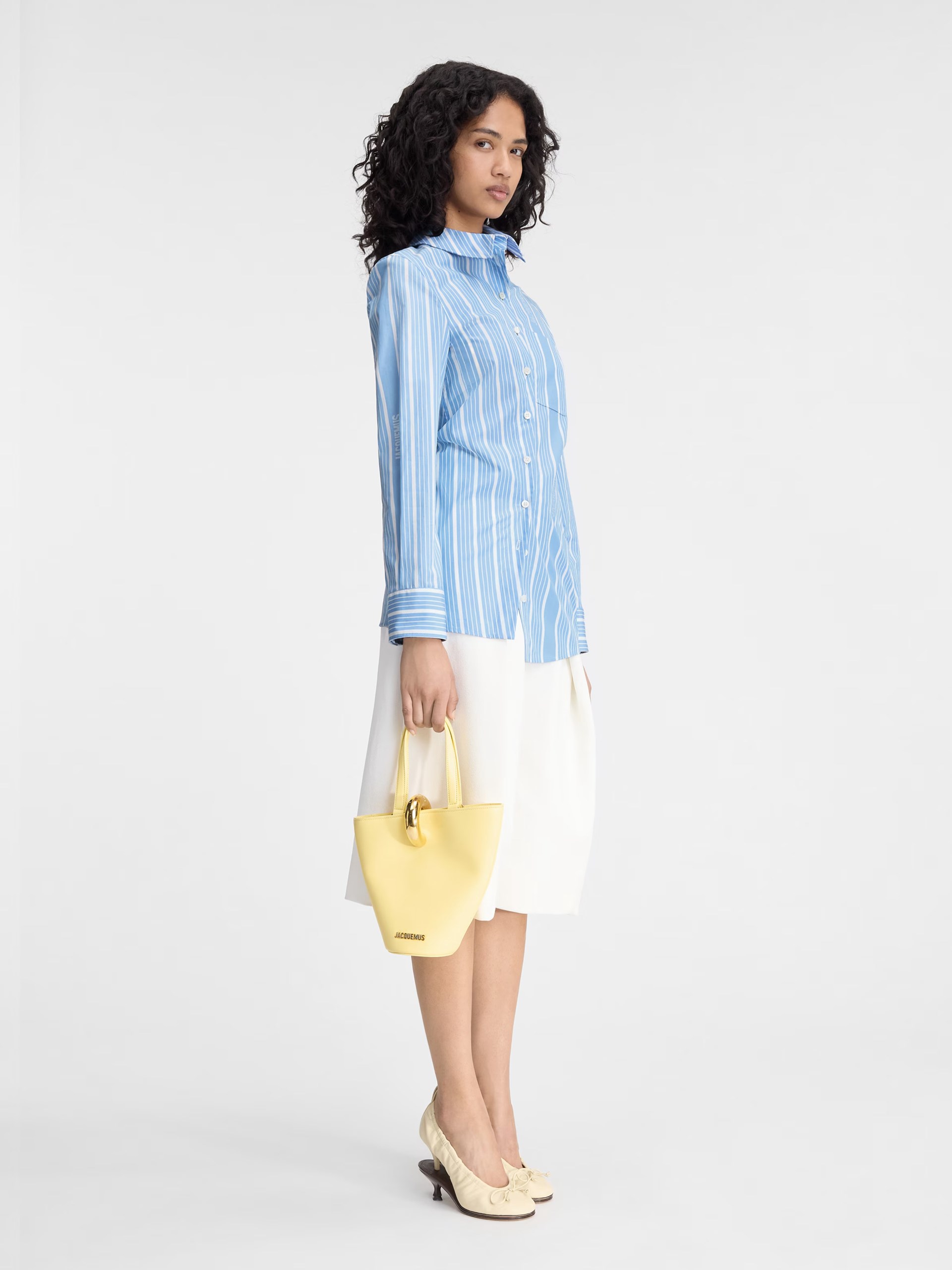 Jacquemus Pablo blue asymmetric striped shirt