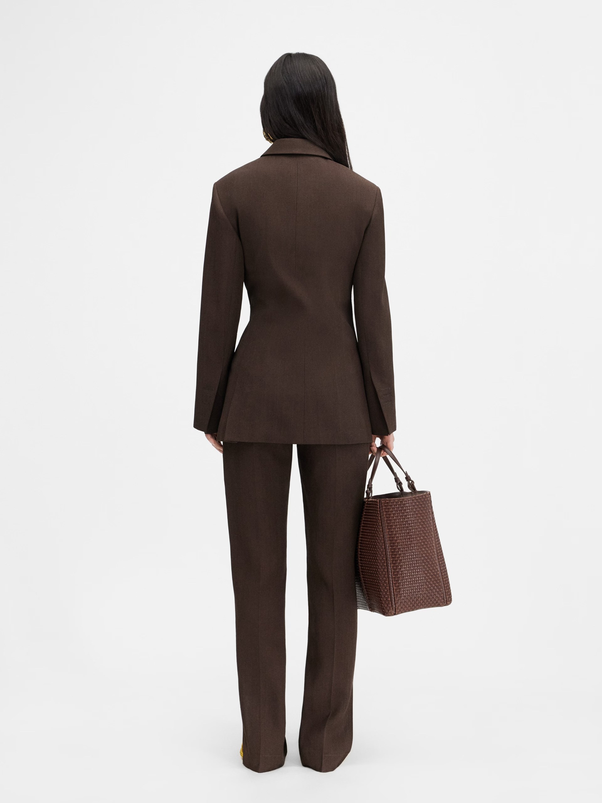 Jacquemus Tibau dark brown asymmetric double-breasted jacket