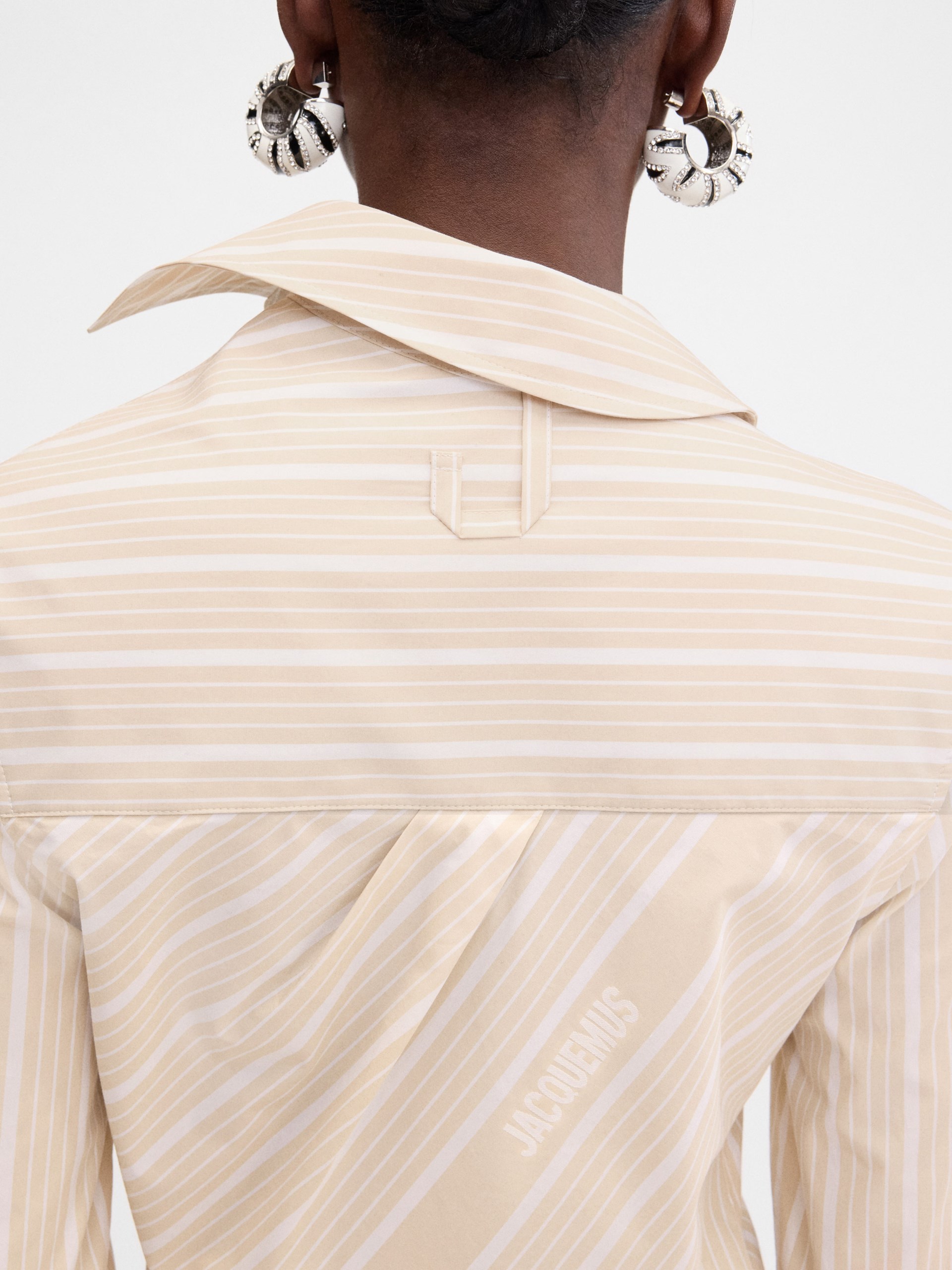 Бежева асиметрична сорочка Jacquemus Pablo в смужку