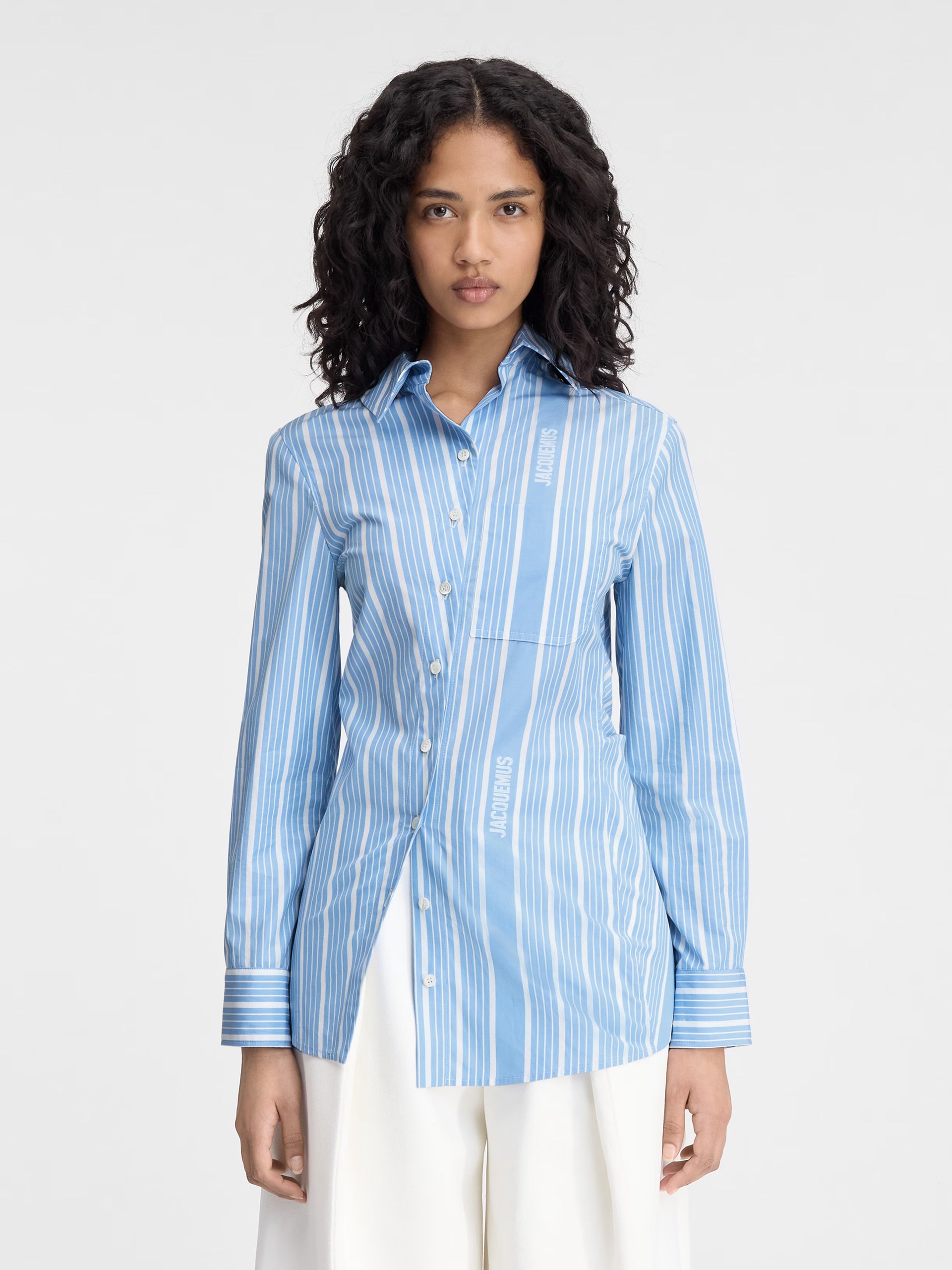 Jacquemus Pablo blue asymmetric striped shirt