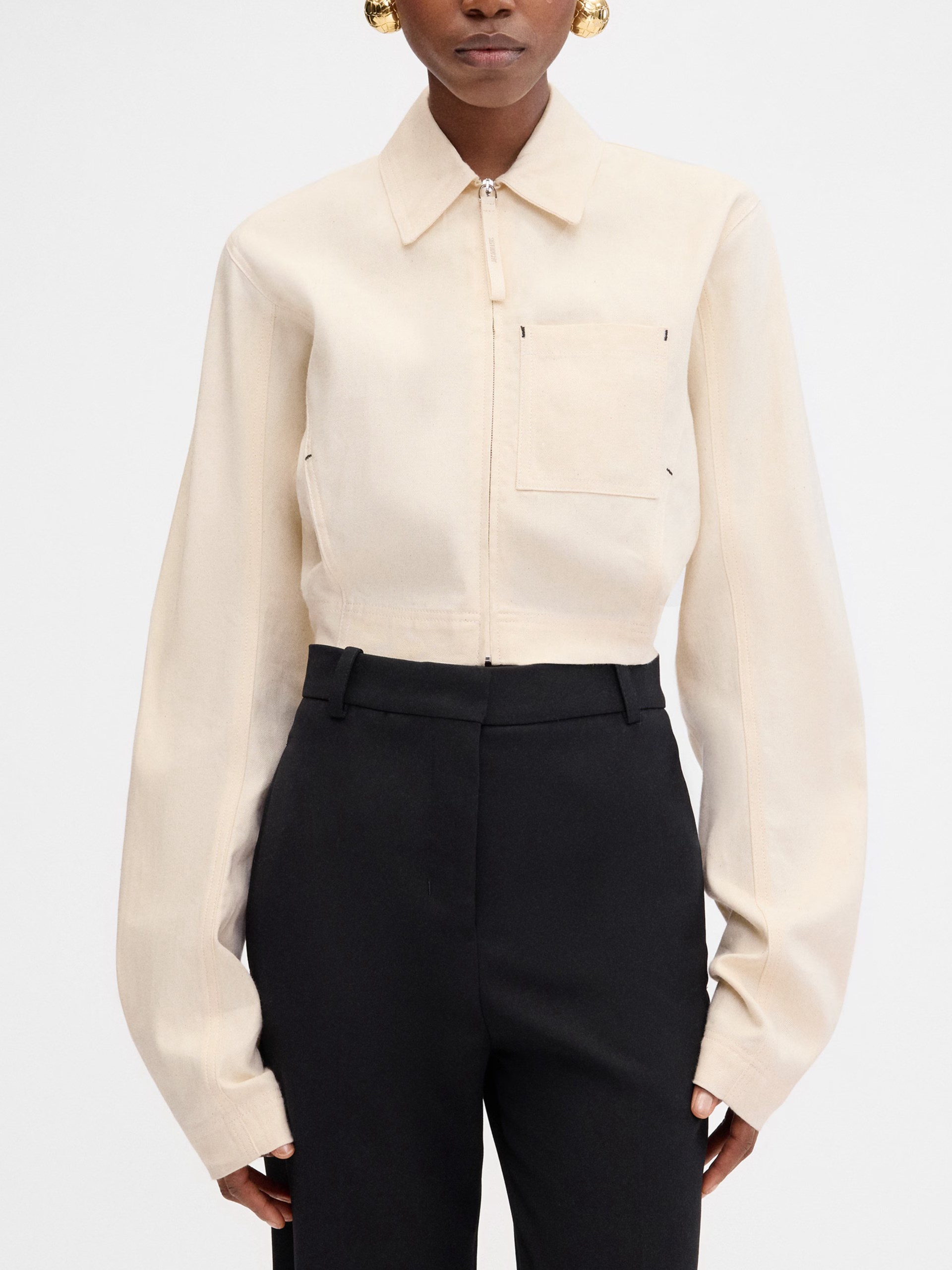 Jacquemus Rita de-Nîmes ivory zip-up denim shirt