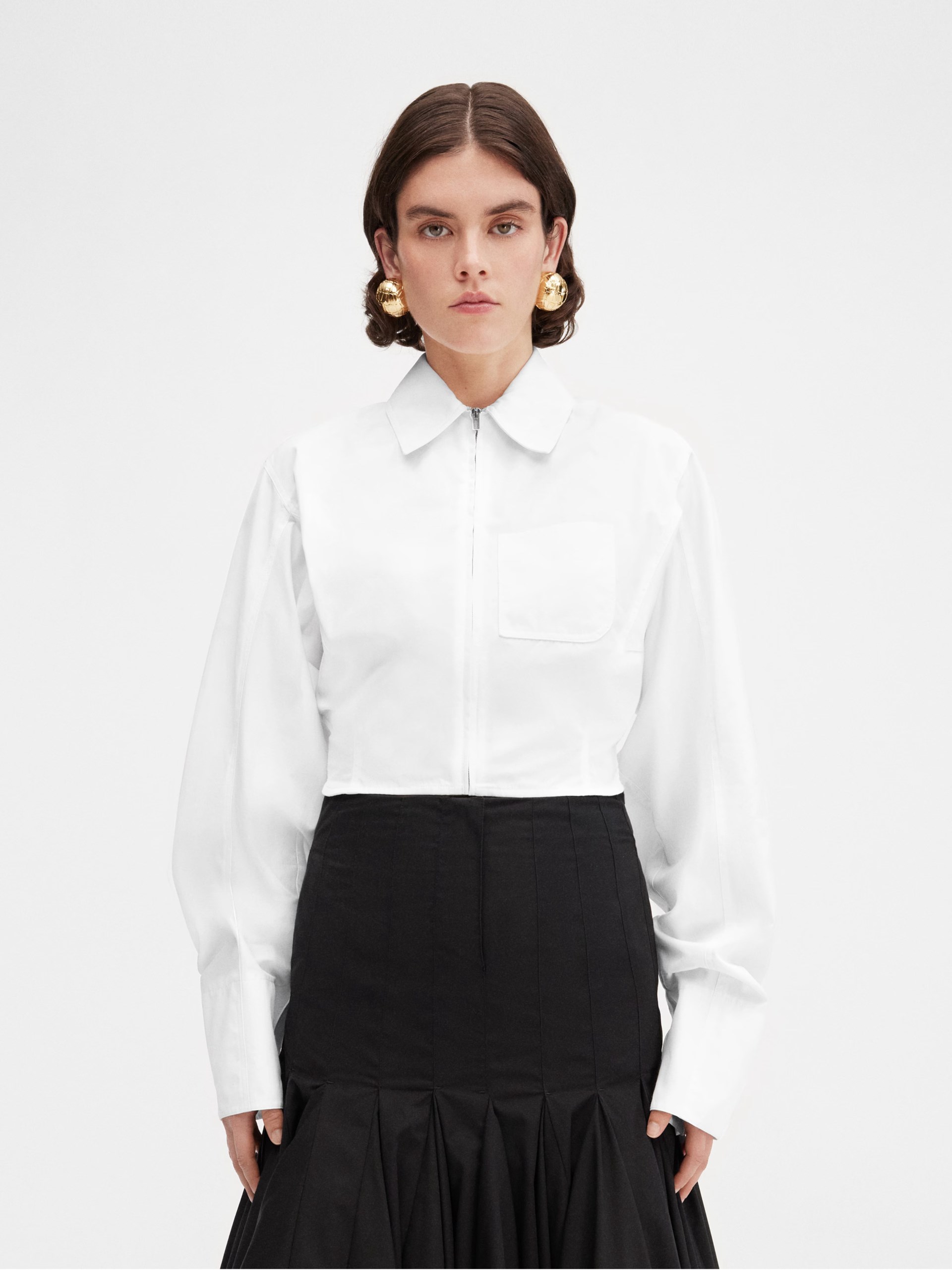 Jacquemus Mirada white cropped zip shirt