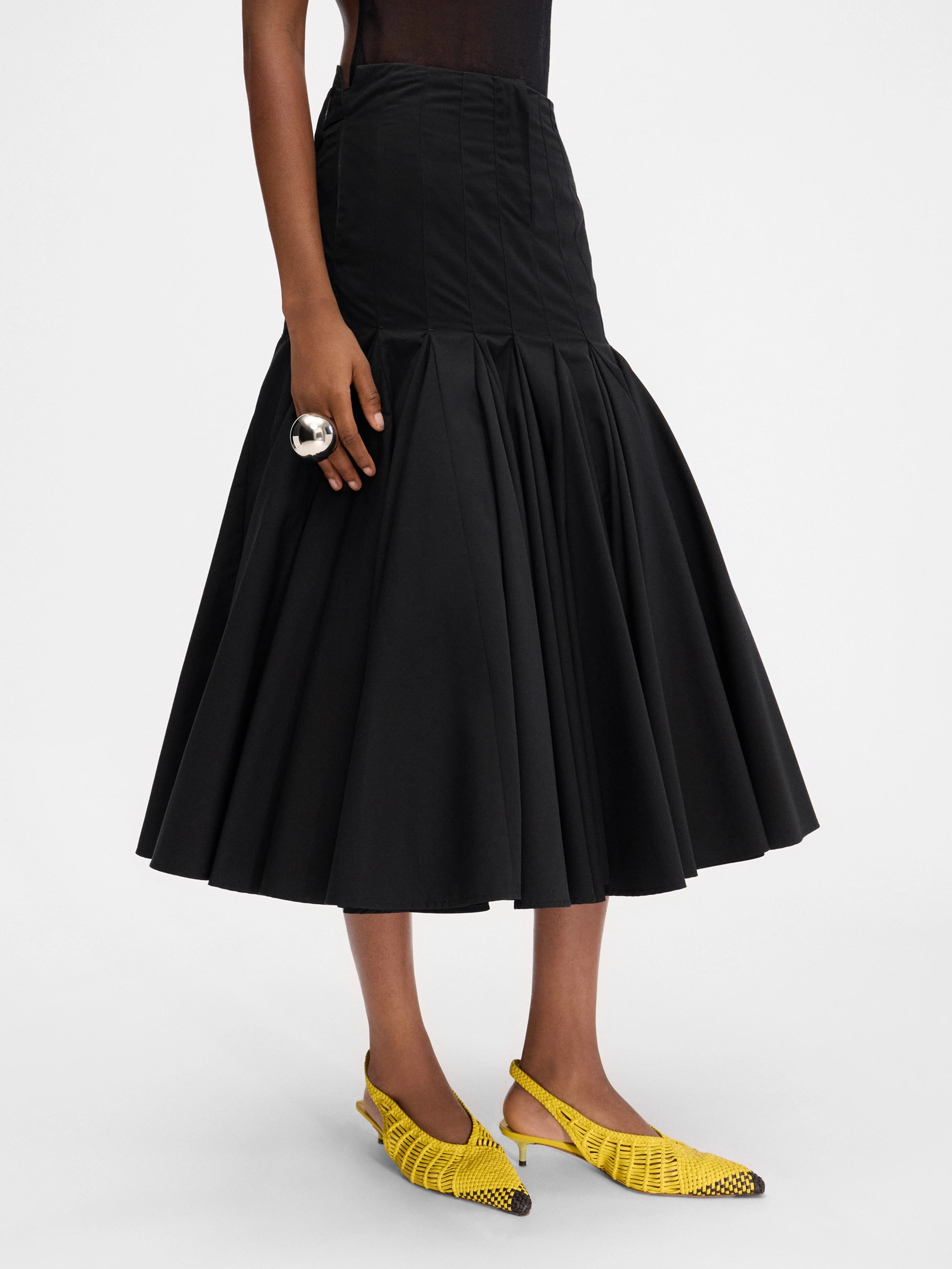Jacquemus Agave Flared Black Midi Skirt